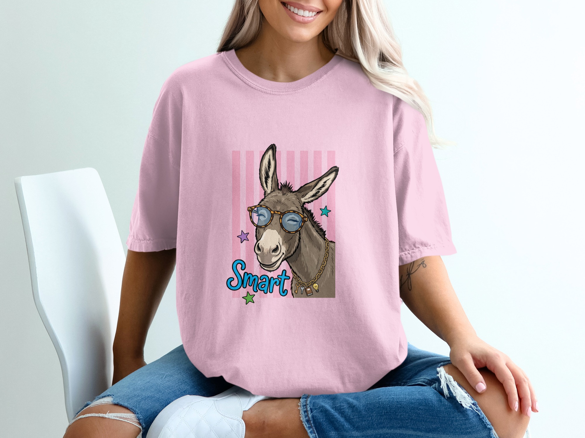 Comfort Colors® Smart Donkey T-Shirt, Funny Animal Tee, Cute Donkey with Glasses Shirt, Humorous Graphic Apparel, Quirky Gift Idea - Image 17