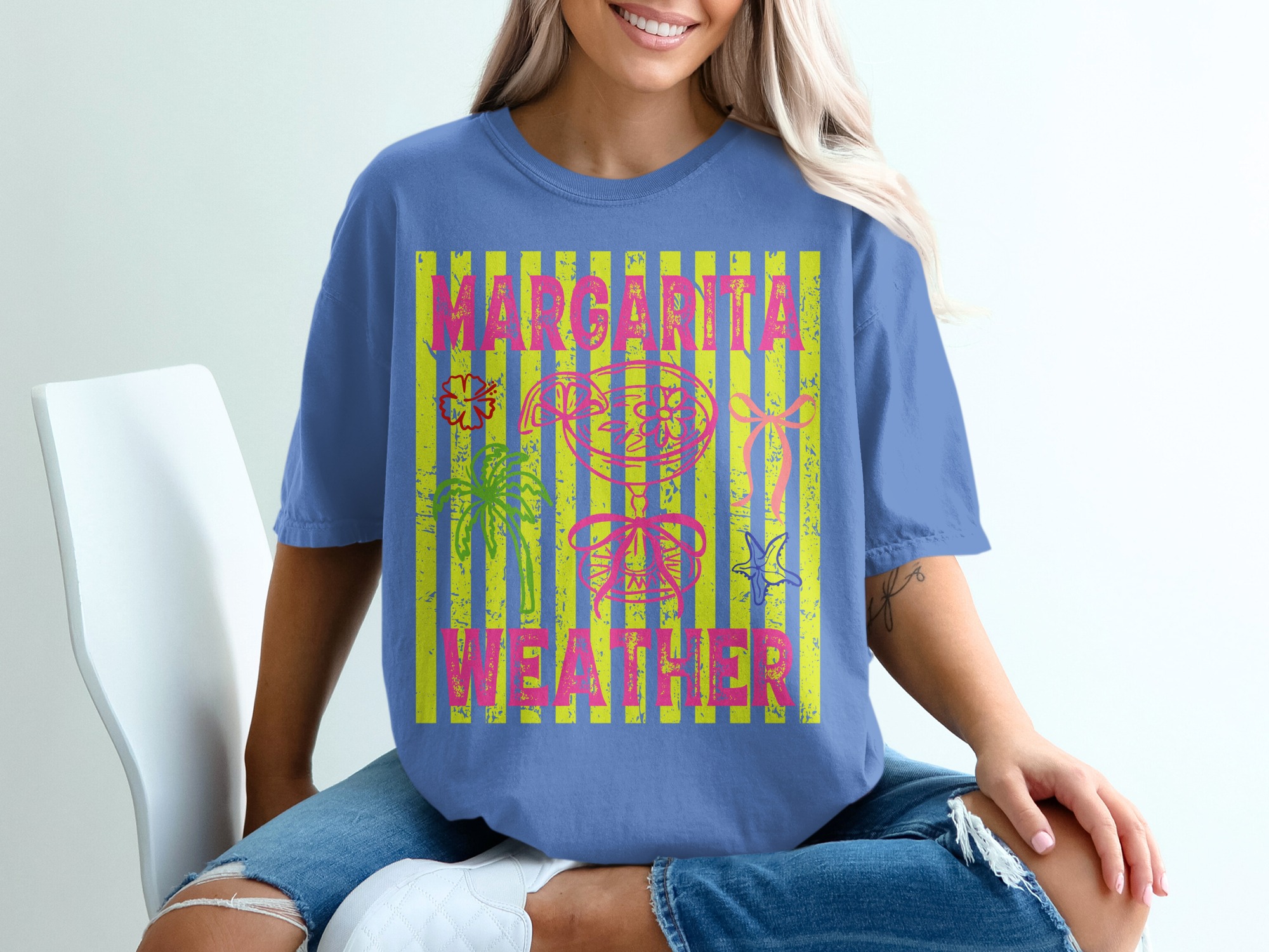 Margarita Weather T-Shirt, Tropical Vacation Beach Party Tee, Girls Trip Outfit, Bright Neon Summer Fun Shirt, Y2K Style Women's Top - Image 20