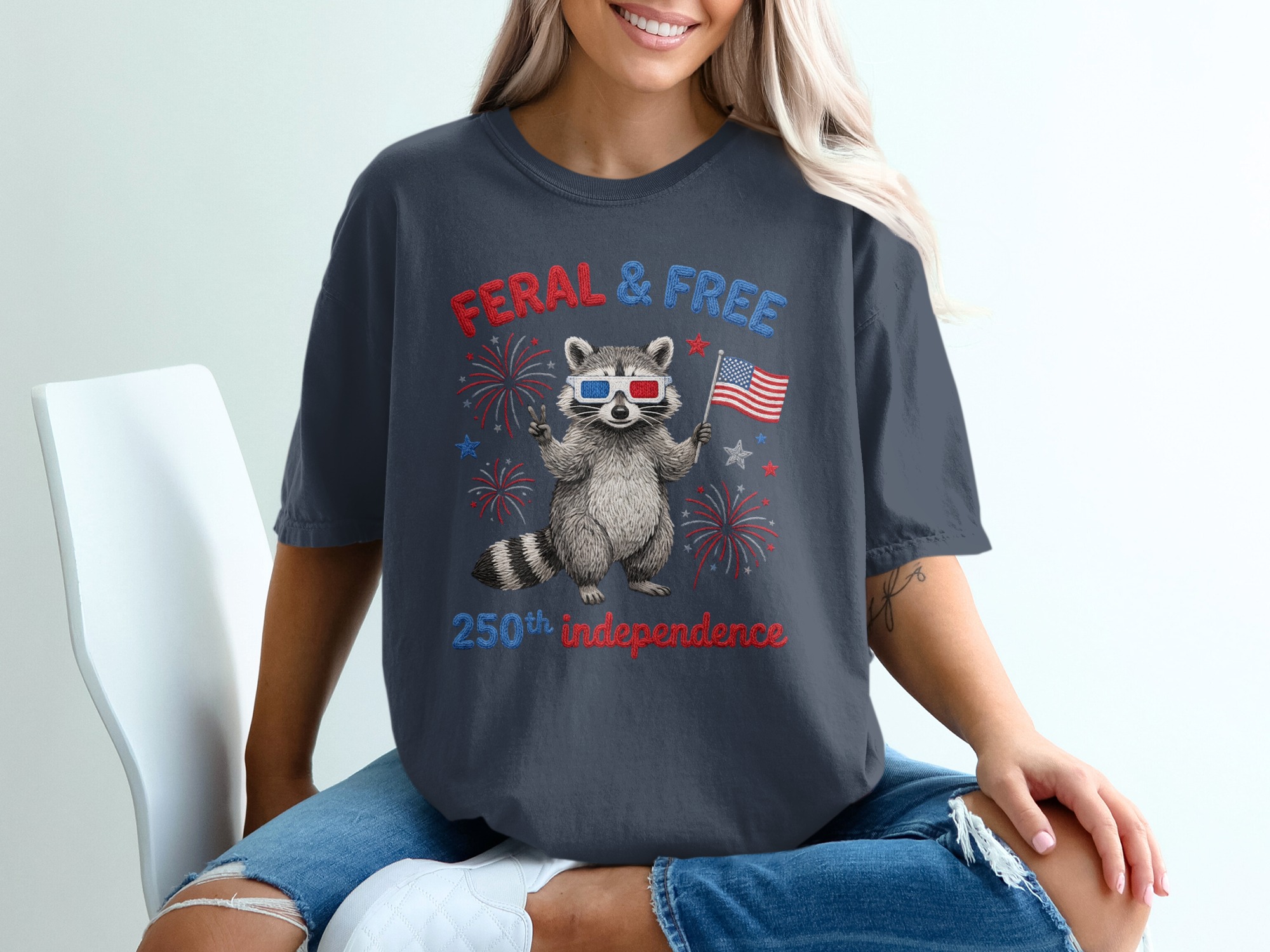 Feral and Free Raccoon T-Shirt, Funny 4th of July Tee, Patriotic Independence Day Shirt, USA Celebration Top - Image 12