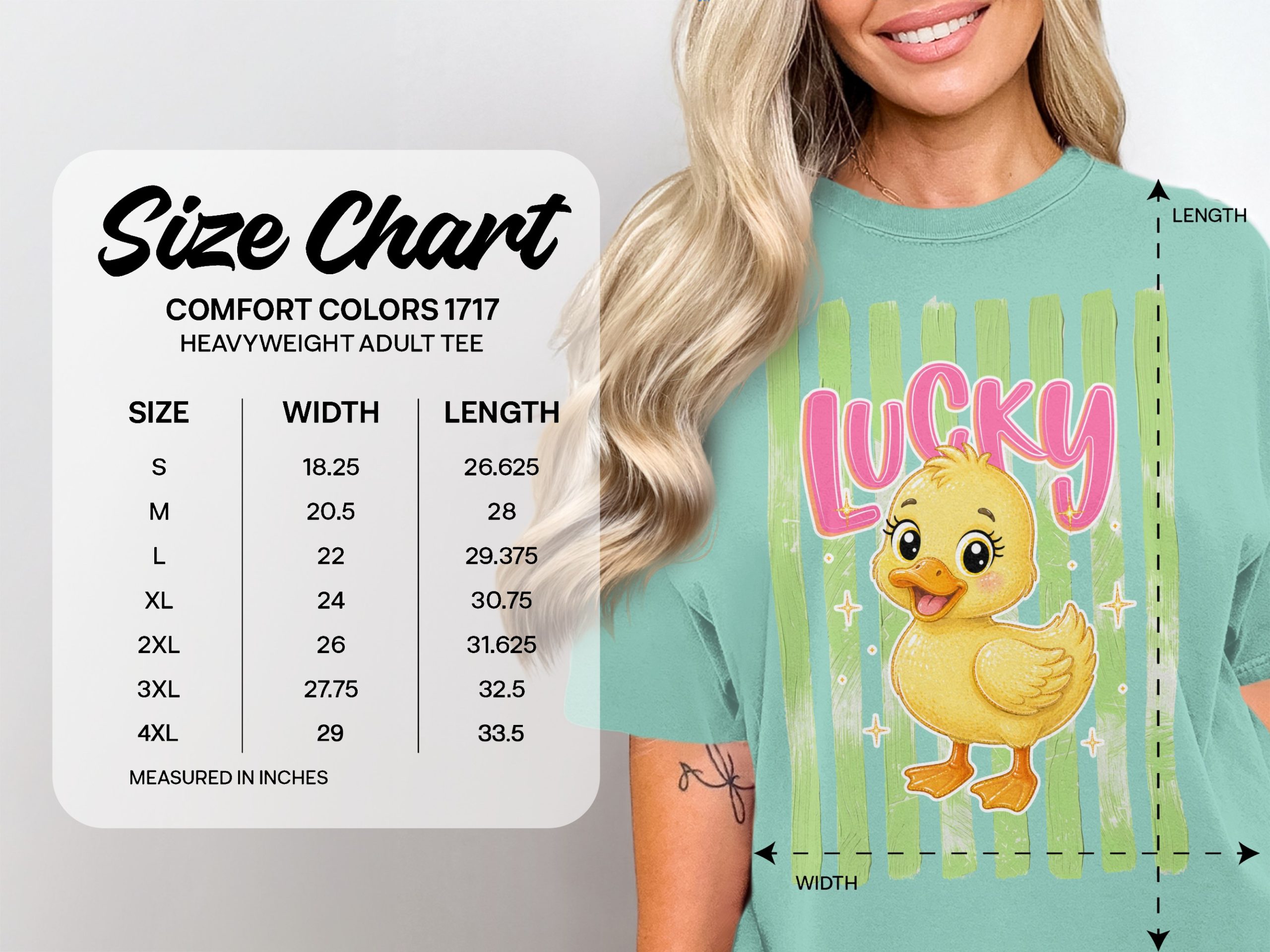 Comfort Colors® Lucky Duck T-Shirt, Cute Easter Duckling Tee, Kawaii Spring Animal Shirt, Whimsical Graphic Top for Her - Image 5