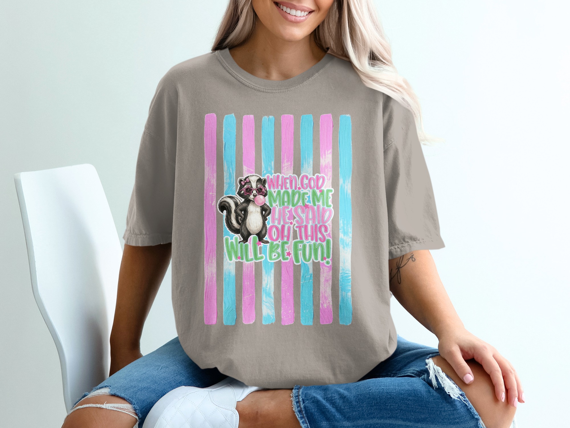 Comfort Colors ® Sassy Skunk T-Shirt, Funny Animal Quote Tee, Bubblegum Star Glasses, Cute Skunk Lover Gift, Whimsical Graphic Shirt - Image 11