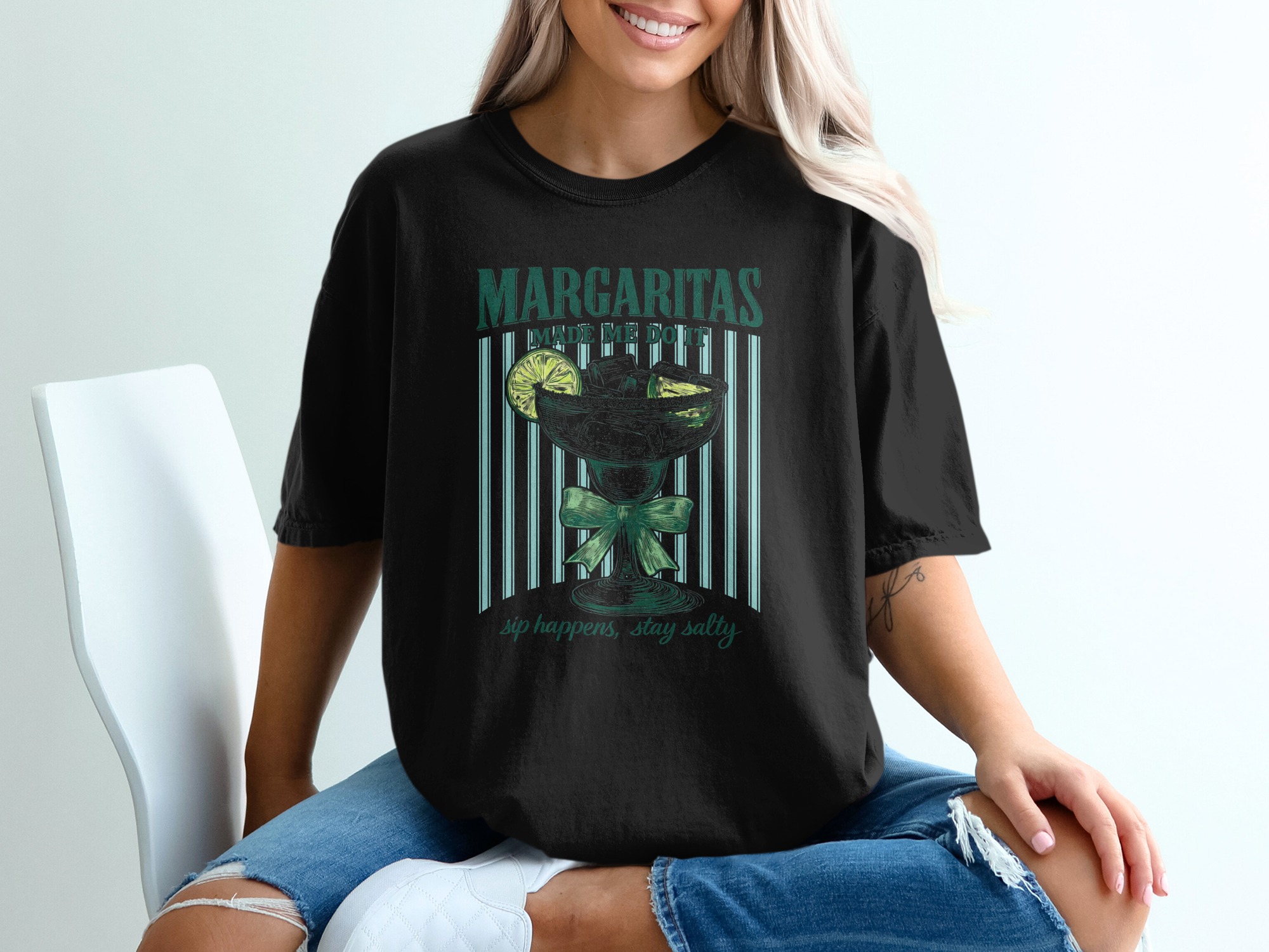 Margaritas Made Me Do It T-Shirt, Comfort Colors ® Cocktail Tee, Funny Drink Shirt, Salty Margarita Lover Gift, Vacation Vibes Shirt - Image 2