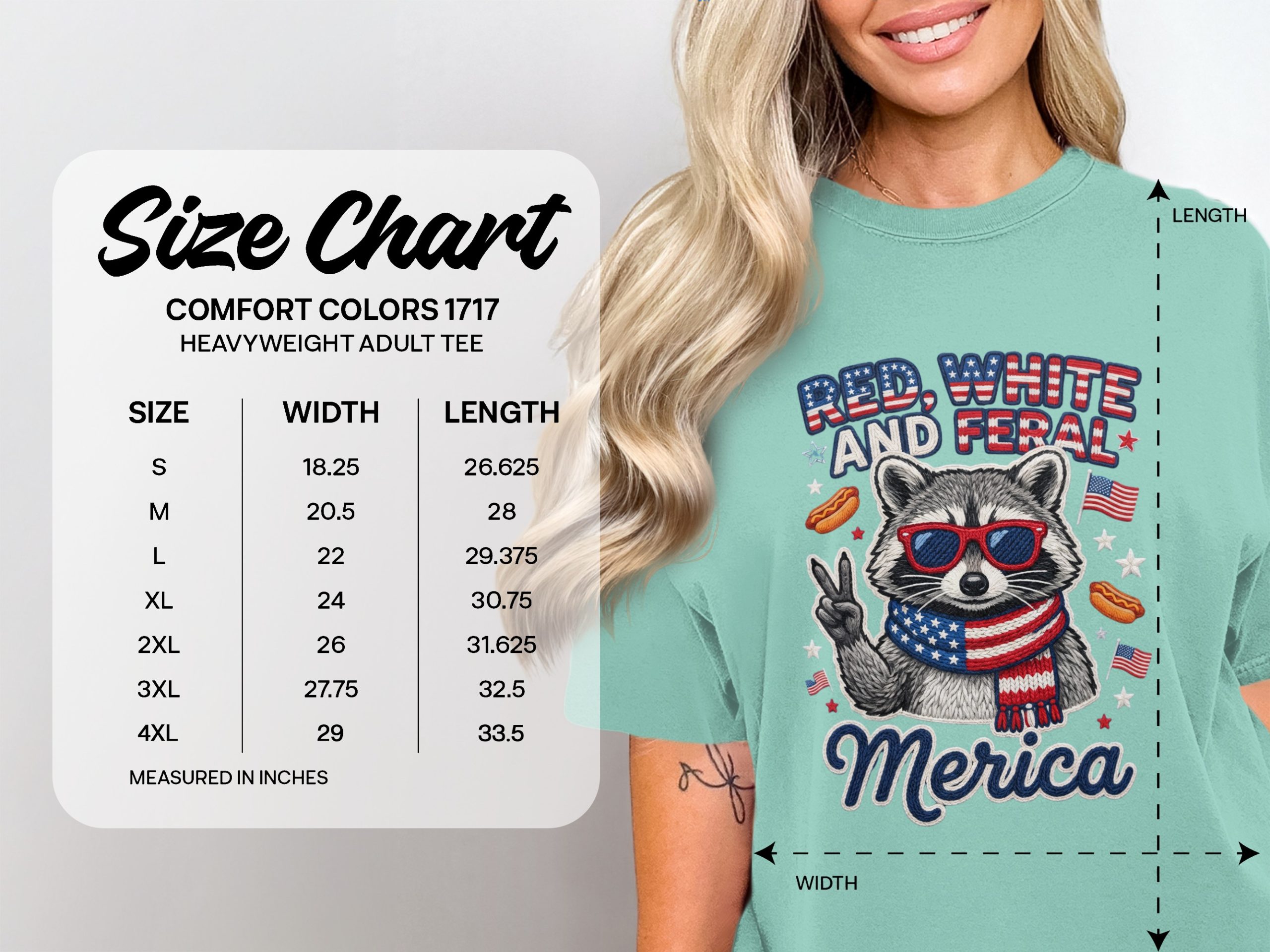 Red White and Feral Merica Raccoon T-Shirt, Funny Patriotic 4th of July Tee, American Flag Animal Shirt, Summer Party Gift - Image 6