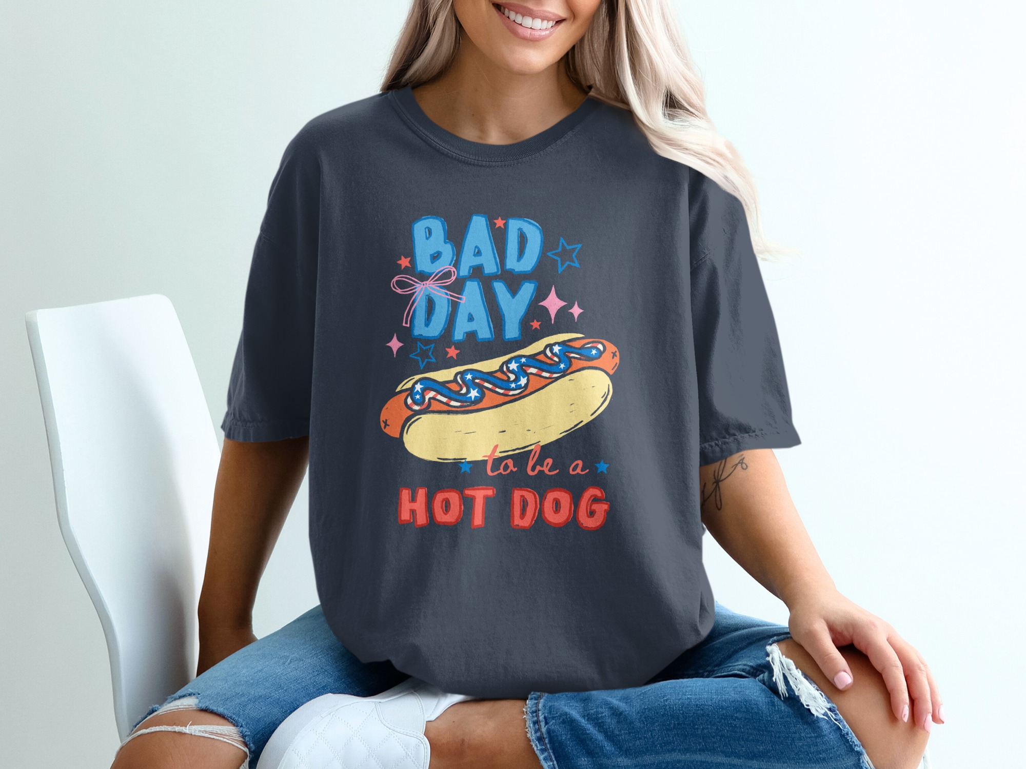 Bad Day To Be A Hot Dog Funny Patriotic T-Shirt, 4th of July Summer BBQ Tee, Humorous Foodie Pun Shirt, Grill Master Gift - Image 12