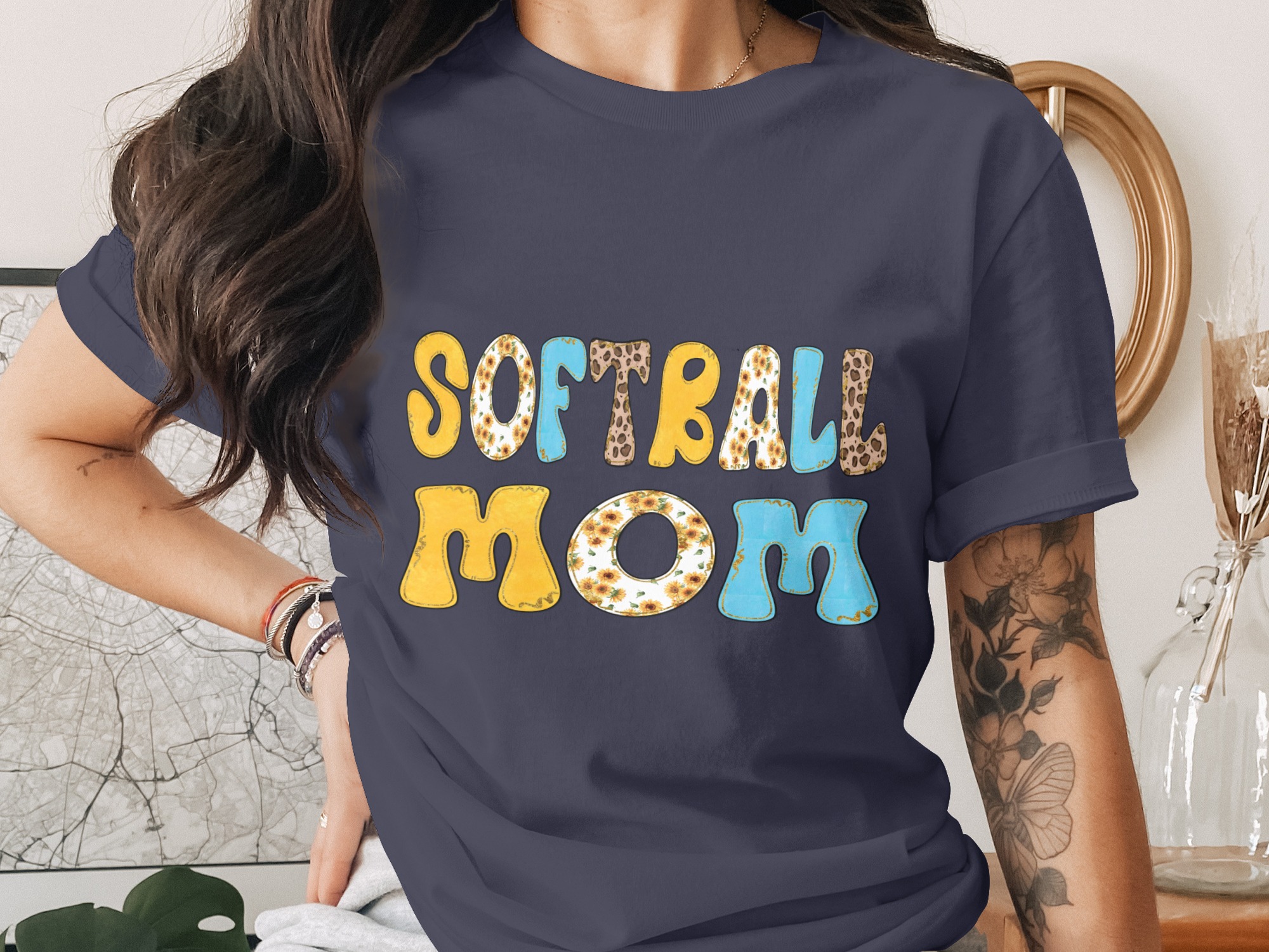 Softball Mom PNG Leopard Print Sunflower Groovy Digital Download, Game Day Mama Sublimation Design, Retro Sports Mom Gift - Image 2