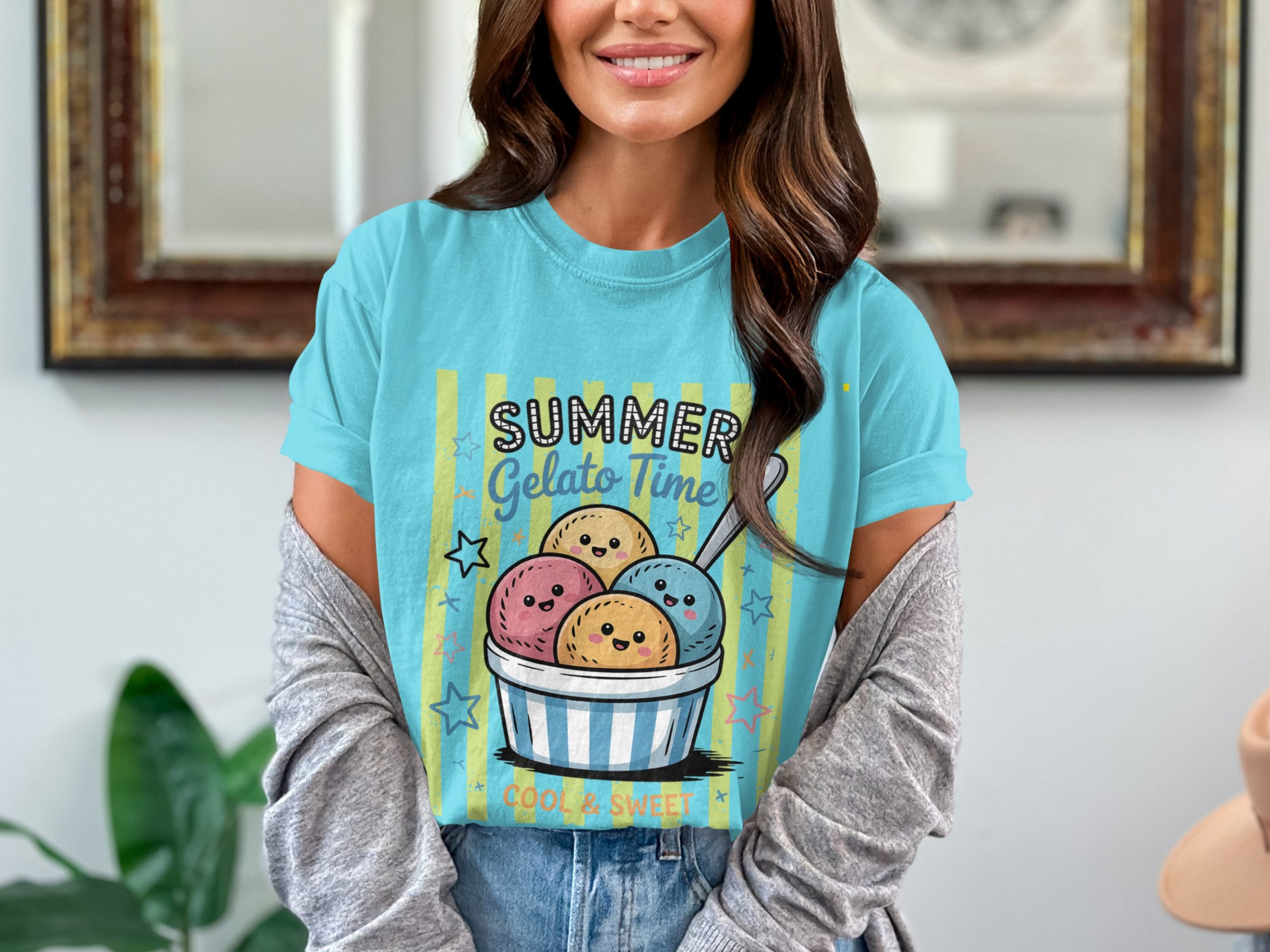 Comfort Colors® Summer Gelato Time T-Shirt, Cute Ice Cream Scoop Shirt, Kawaii Dessert Lover Tee, Foodie Vacation Gift, Sweet Apparel - Image 7