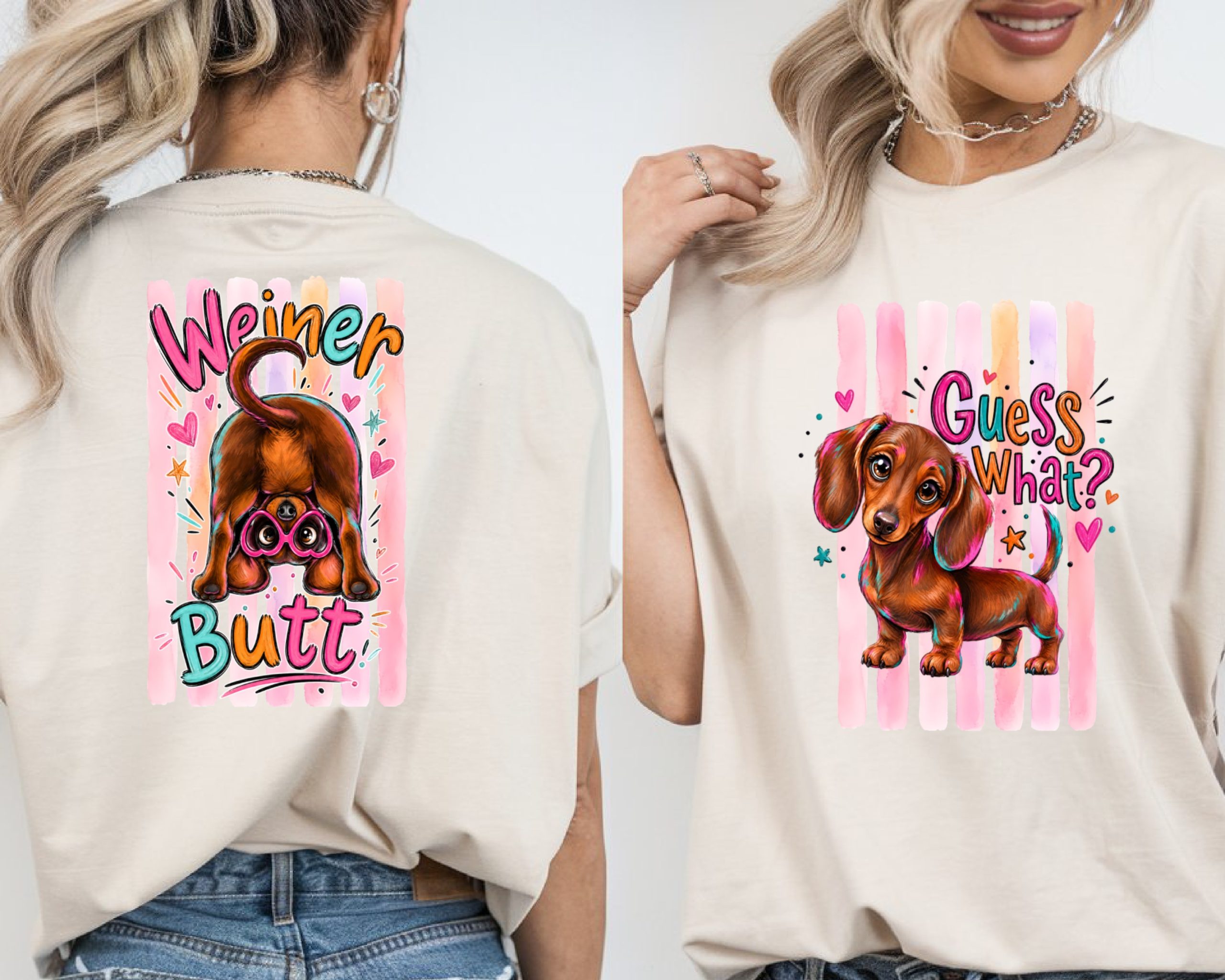 Cute Dachshund T-Shirt Comfort Colors ®, Guess What Wiener Dog Tee, Colorful Puppy Lover Gift Shirt for Her, Funny Dog Mom. - Image 2
