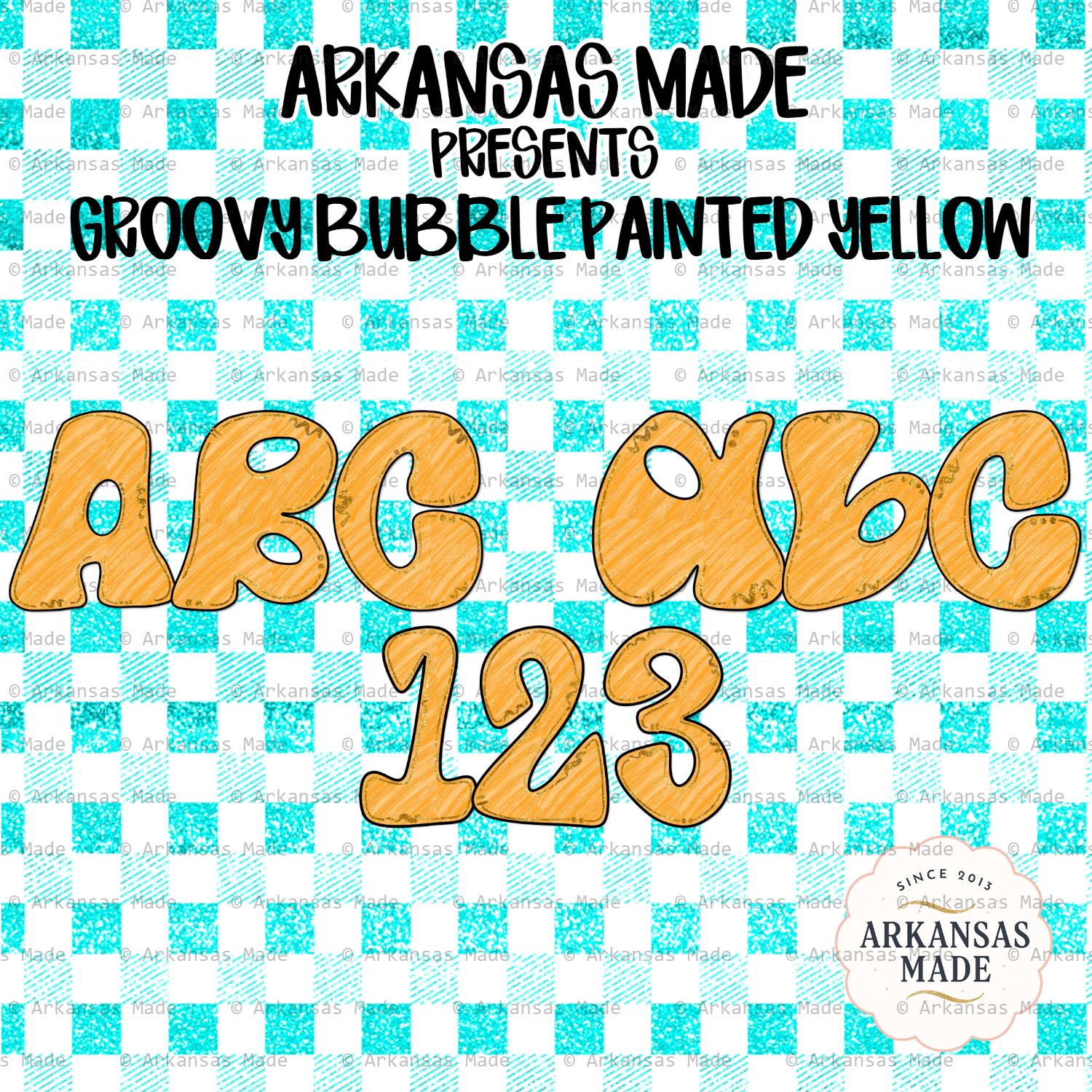 Groovy Bubble Letters Digital Alpha PNGs | Retro Painted Font 70s Style Alphabet Numbers Pack for Sublimation Crafts - Image 5