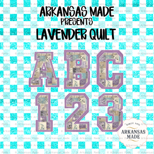 Lavender Quilt Alpha PNGs, Shabby Chic Floral Patchwork Letters & Numbers, Cottagecore Alphabet Sublimation Design, Faux Stitch Digital