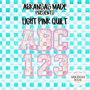 Light Pink Quilt Alpha PNGs | Patchwork Quilted Letter & Number Digital Clipart Set | Shabby Chic Floral Font for Sublimation Crafts