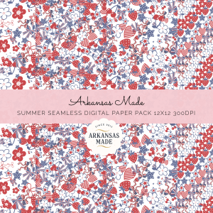 Americana Digital Seamless Papers, Patriotic Summer Scrapbook Paper Pack, 4th of July Planner Backgrounds, Red White Blue Instant Download