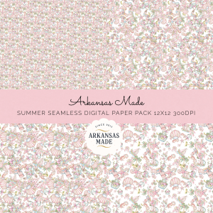 Summer Coastal Seamless Digital Paper Pack 12x12 300DPI, Whimsical Seashell Seahorse Nautical Pastel Scrapbook Planner Instant Download