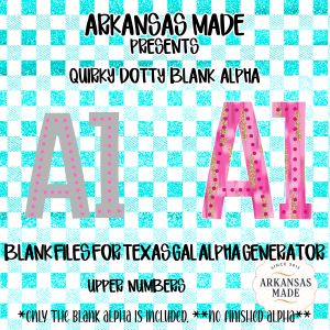 Texas Gal Alpha Generator Blank PNGs, Quirky Dotty Alpha Blanks, DIY Custom Letters & Numbers Digital Download, Glitter Effect Design Files