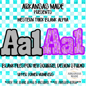 Western Thick Blank Alpha PNGs | Hey Squirrel Digital Studio Letters & Numbers, Faux Glitter Digital Download for Crafters