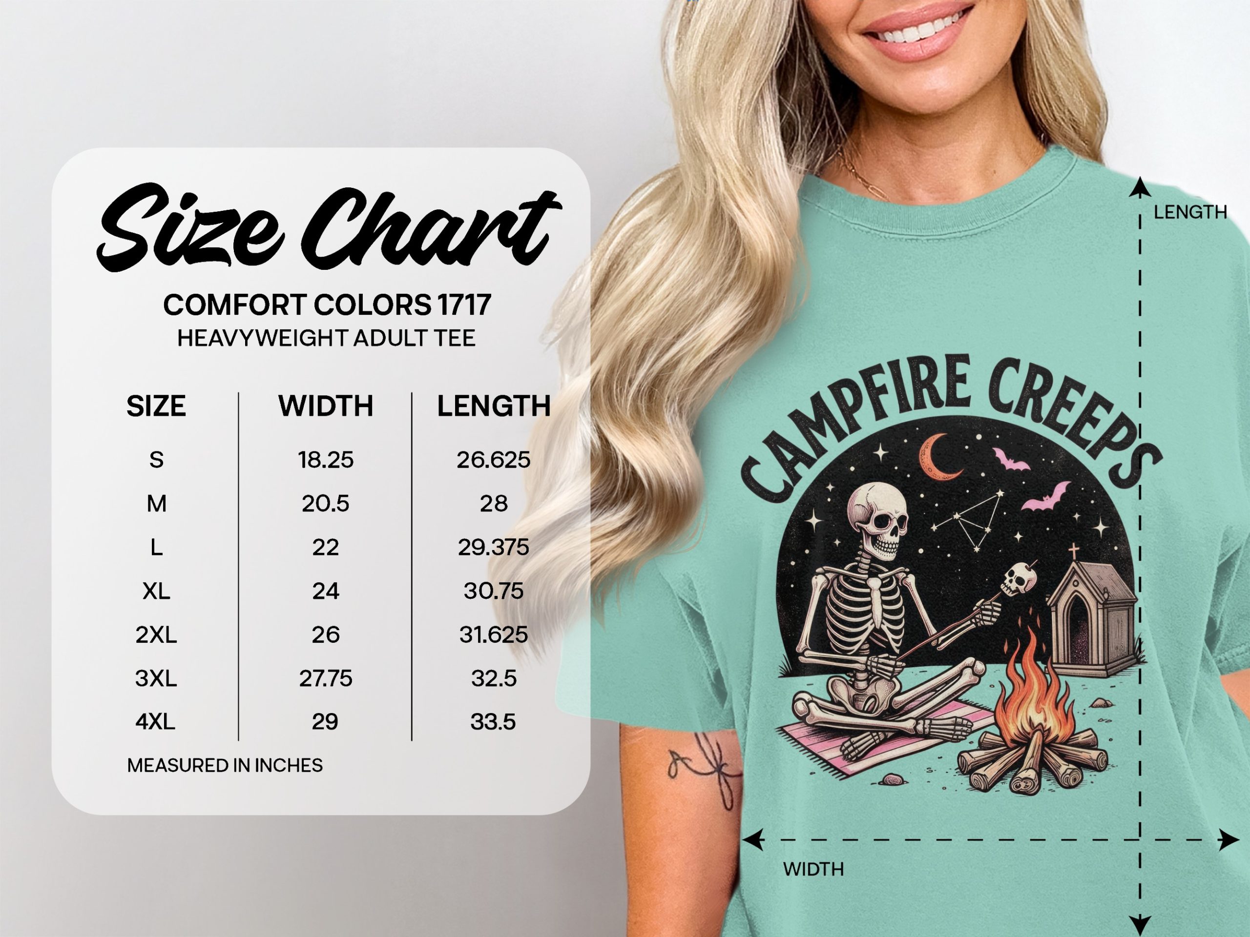 Campfire Creeps Spooky Skeleton Tee, Roasting Marshmallow Skull, Goth Halloween T-Shirt, Creepy Cute Alternative Apparel, Dark Whimsigoth - Image 4