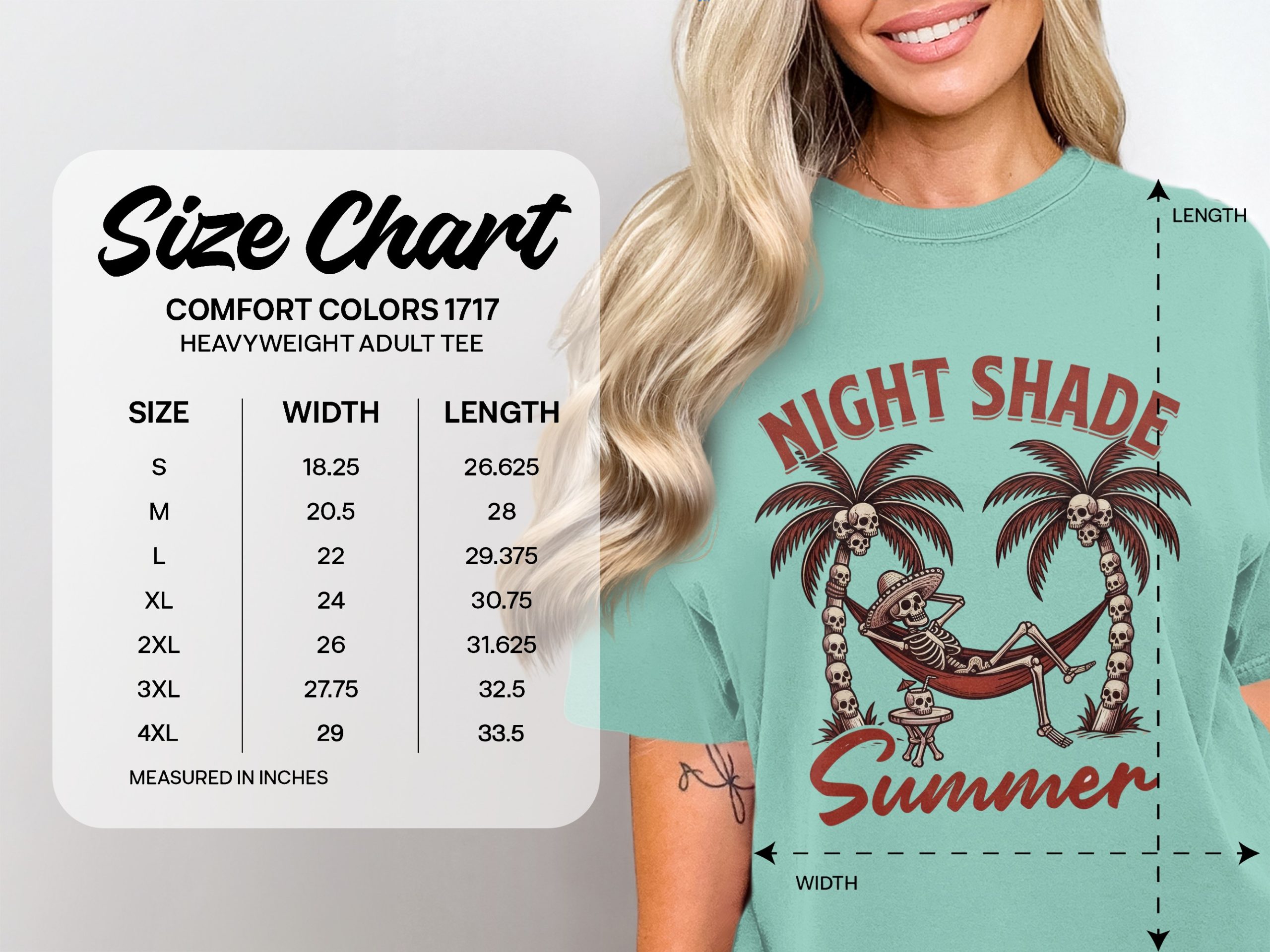 Night Shade Summer Skeleton T-Shirt, Gothic Vacation Graphic Tee, Funny Skull Hammock Shirt, Edgy Relaxing Skeleton Top, Spooky Beach Vibe - Image 4