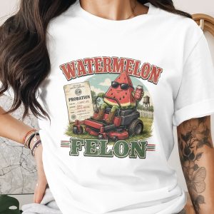 Watermelon Felon T-Shirt: Funny Melon Driving Graphic Tee, Stay Chill Y'all Summer Unisex Shirt