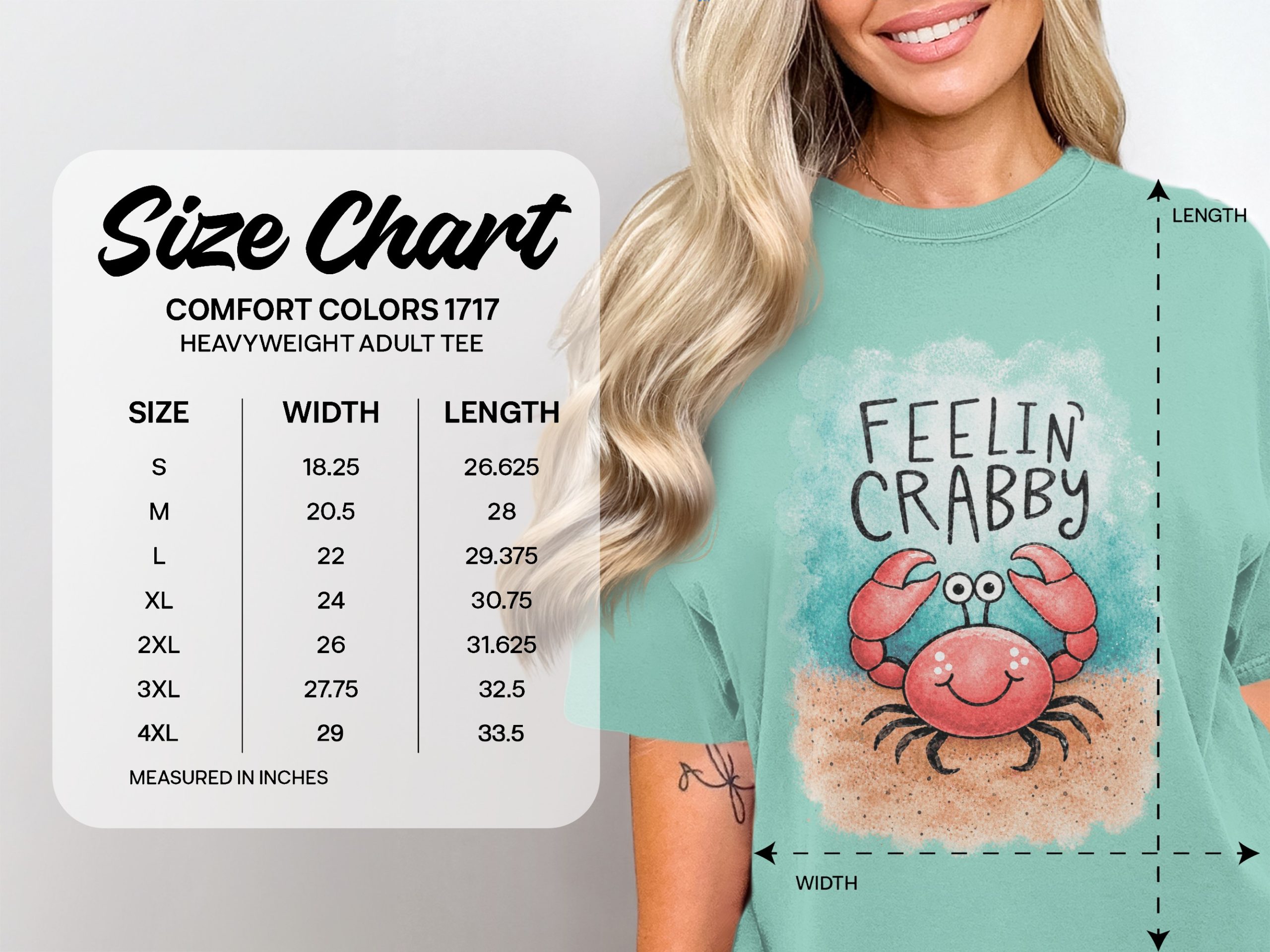Feelin' Crabby T-Shirt, Cute Crab Lover Funny Ocean Graphic Tee, Sarcastic Beach Pun Summer Vacation Apparel Gift for Her Him - Image 4