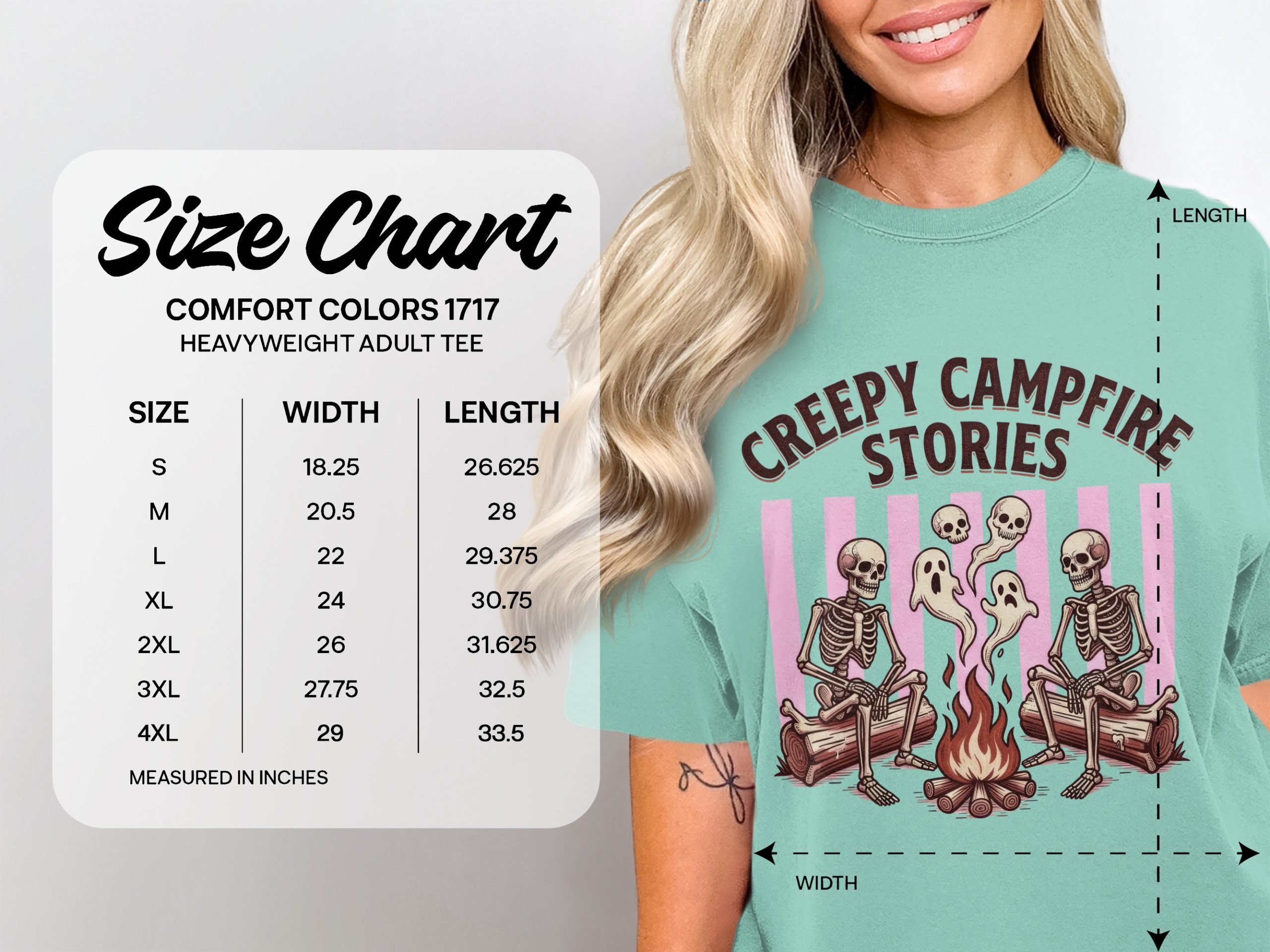 Creepy Campfire Stories Halloween T-Shirt, Spooky Season Skeleton Ghost Story Tee, Retro Goth Lover Gift - Image 4