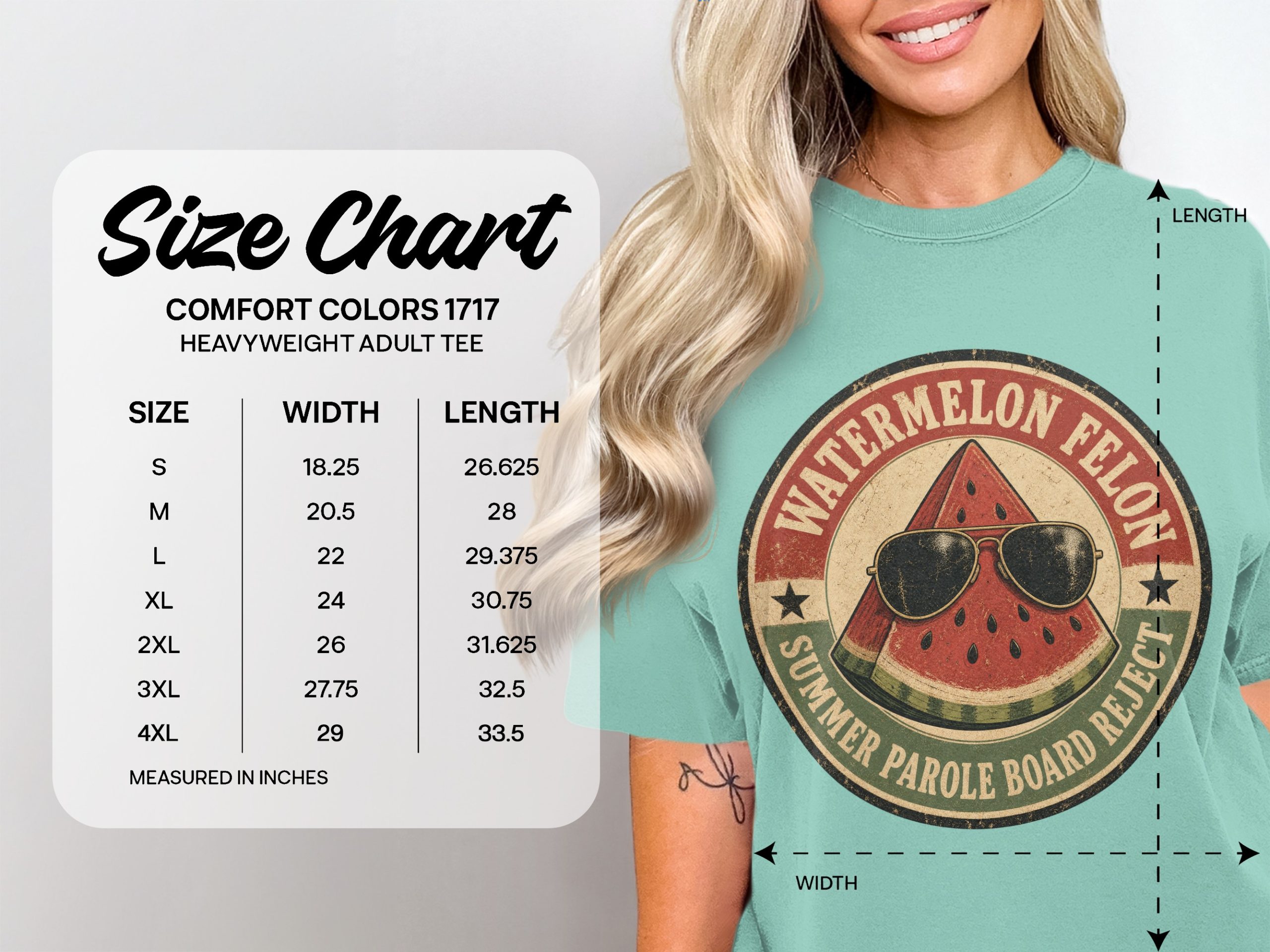 Watermelon Felon Summer Parole Board Reject T-Shirt | Funny Fruity Gift Shirt | Retro Vintage Style Summer Tee - Image 4