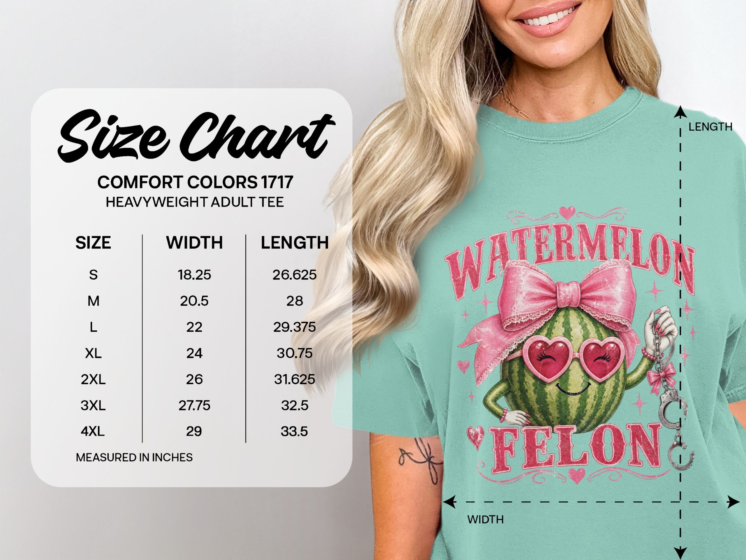 Watermelon Felon T-Shirt, Coquette Core Funny Pink Bow Aesthetic Handcuffs Graphic Tee, Distressed Print Sarcastic Humor Y2K Indie Style - Image 4