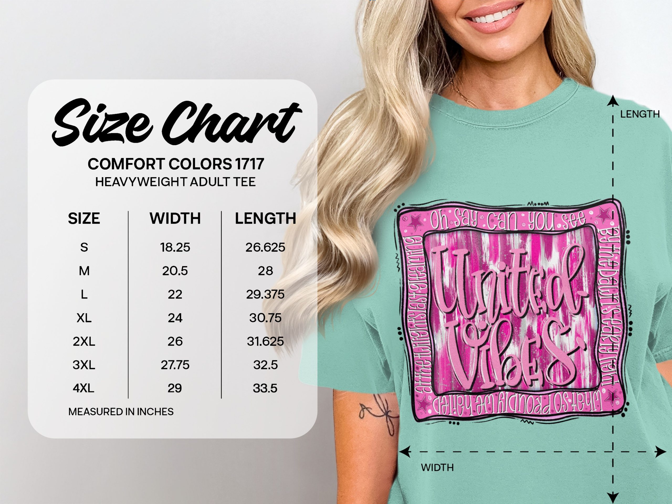United Vibes T-Shirt | Patriotic Pink Faux Glitter Effect Tee with American Flag Song Lyrics | Fourth of July Concert Top - Image 4