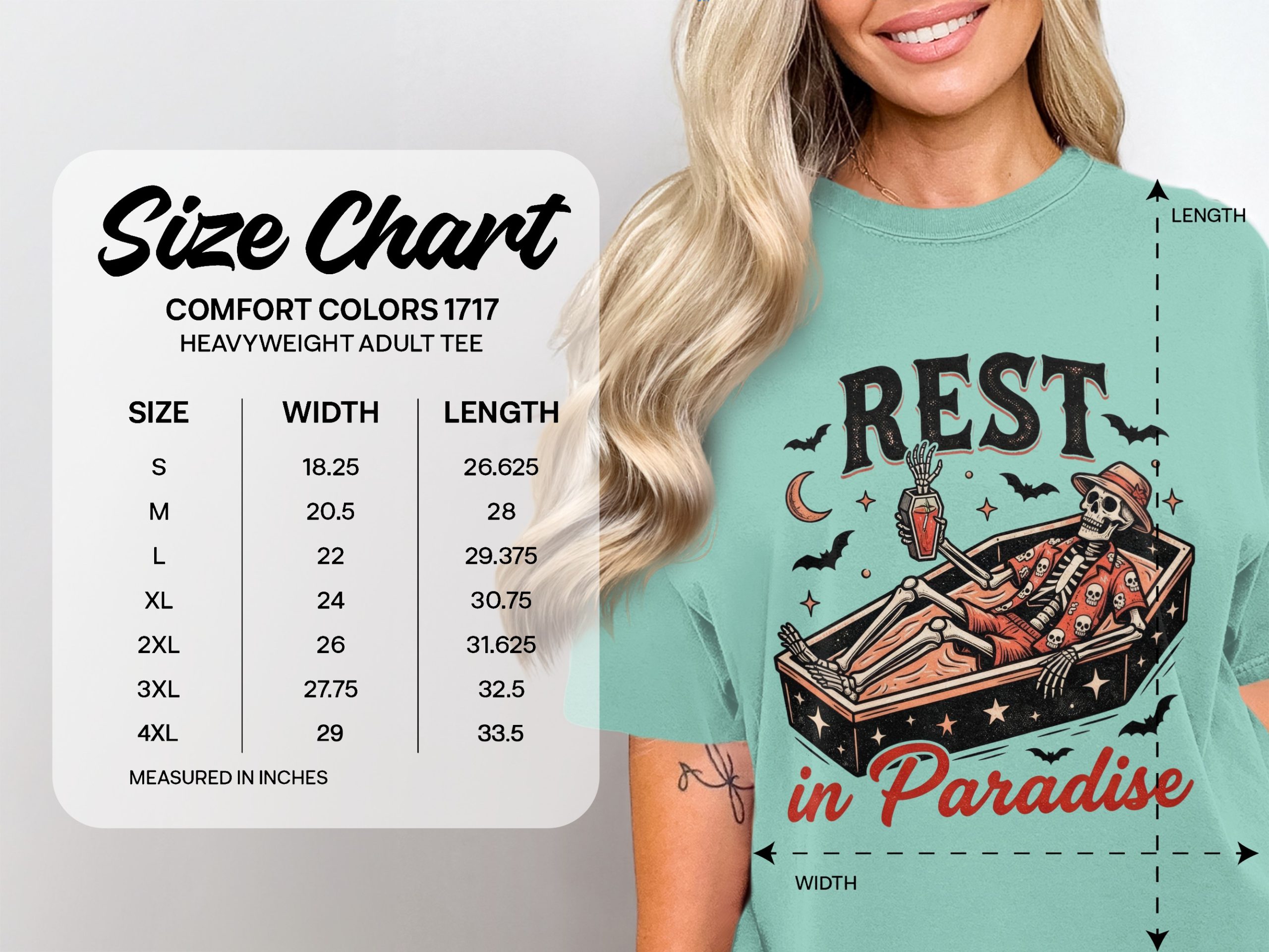 Rest in Paradise Skeleton T-Shirt - Spooky Halloween Vacation Tee, Creepy Hawaiian Shirt, Goth Summer Shirt - Image 4