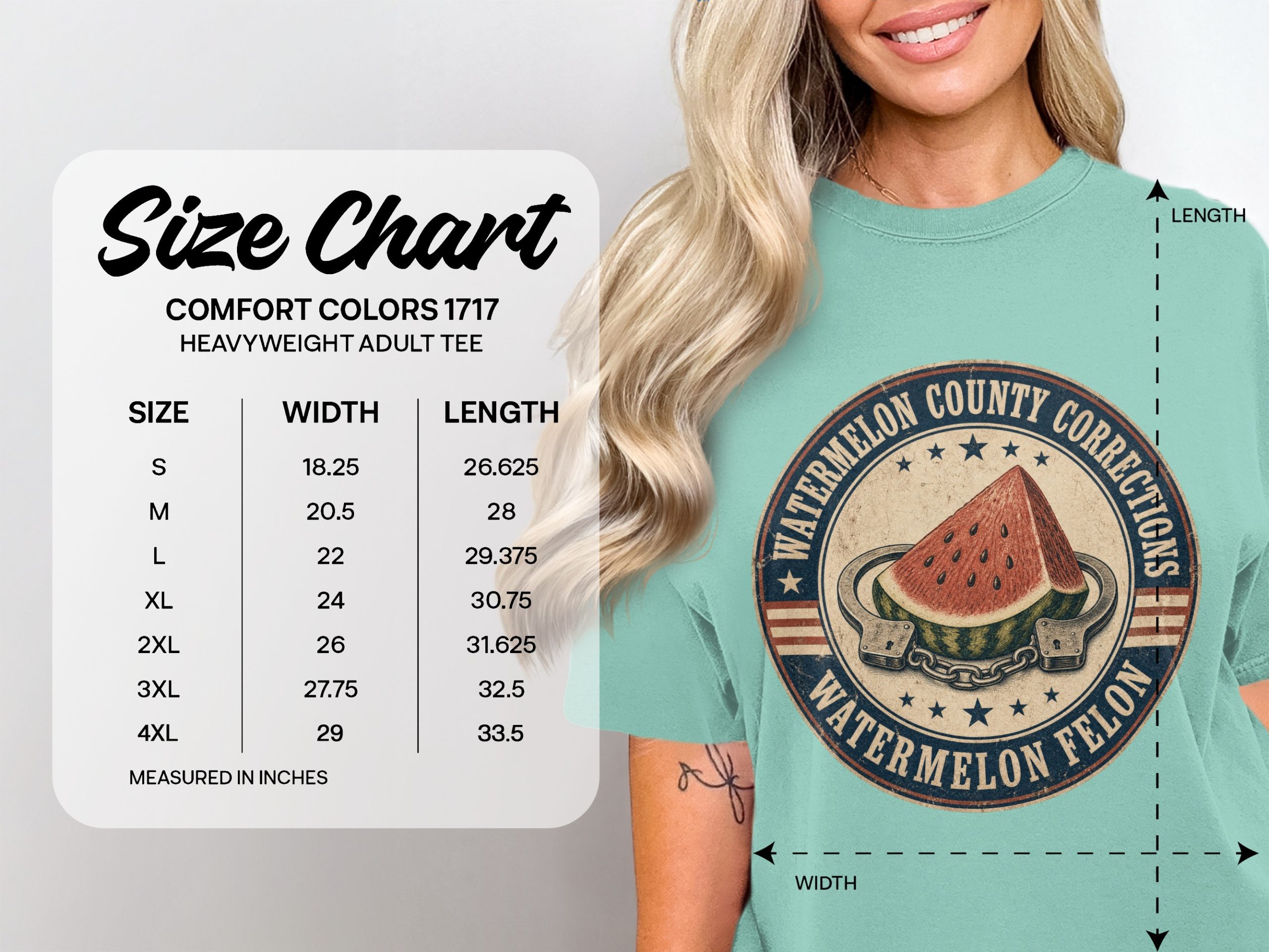 Watermelon Felon T-Shirt | Watermelon County Corrections Funny Retro Distressed Americana Jail Humor Tee Gift - Image 4