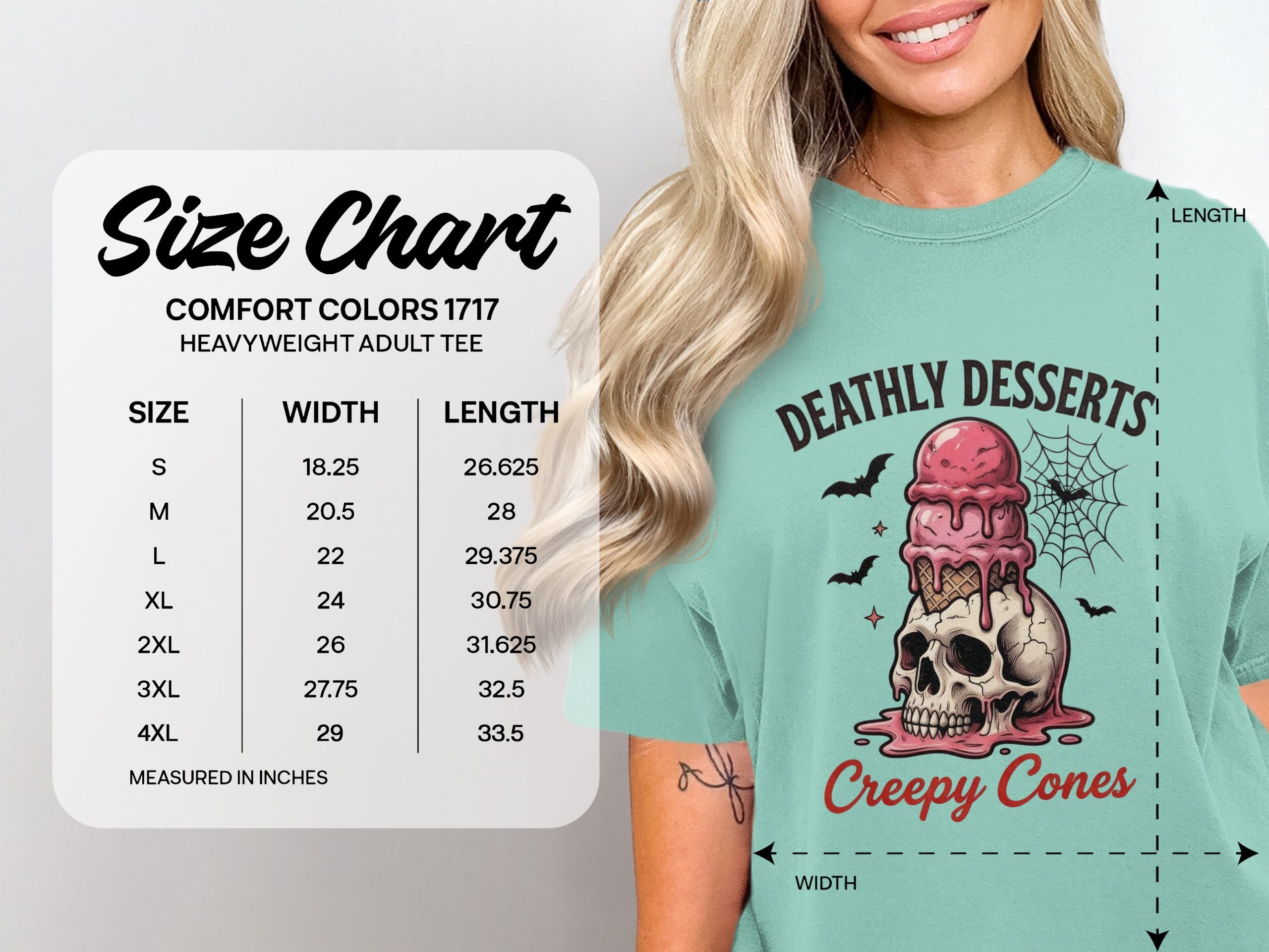 Deathly Desserts Creepy Cones T-Shirt, Spooky Skull Ice Cream Tee, Goth Halloween Shirt, Dark Aesthetic Gift - Image 4