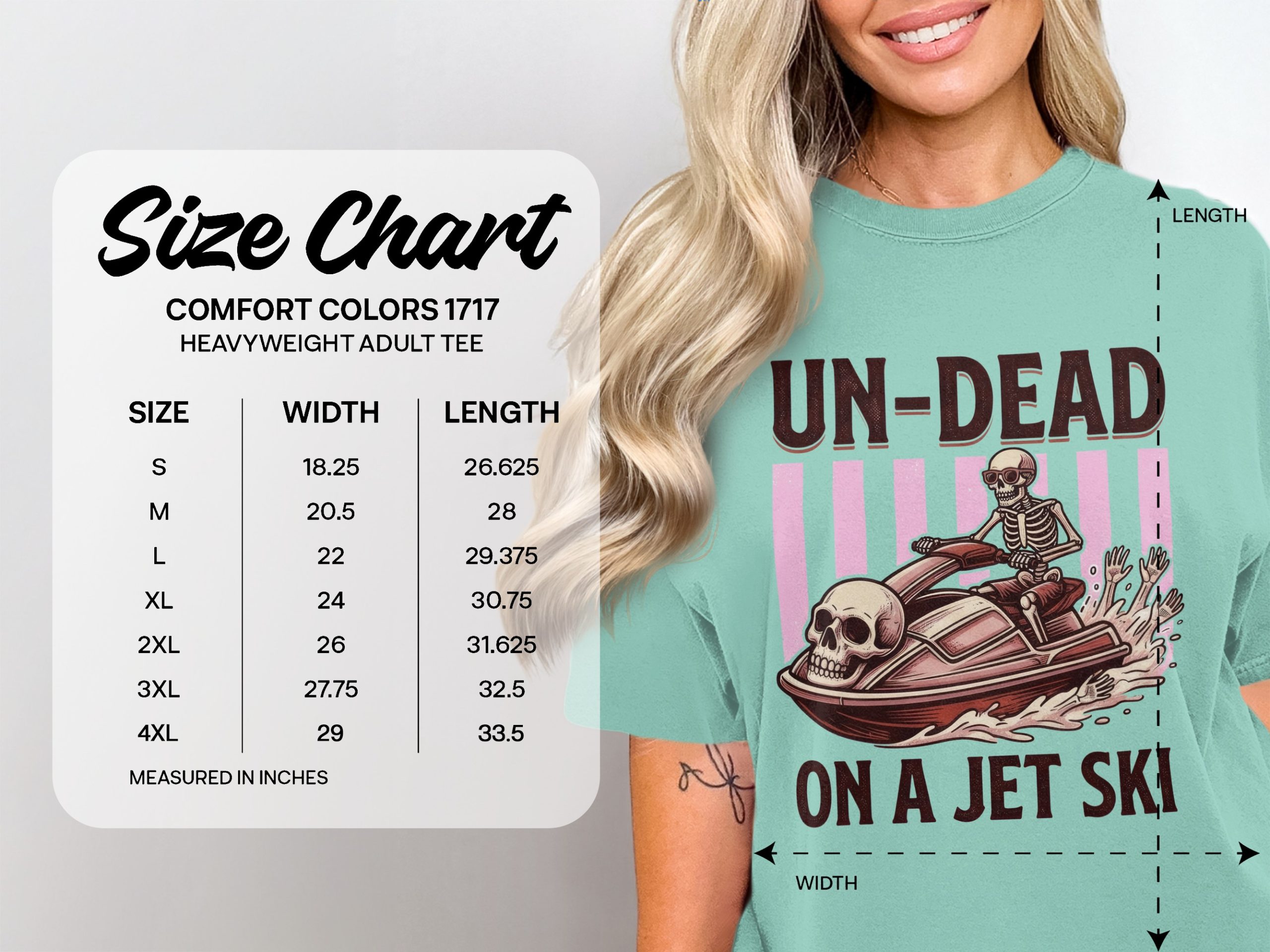 Undead on a Jet Ski T-Shirt, Funny Skeleton Shirt, Halloween Vacation Tee, Spooky Summer Beach Gift - Image 4
