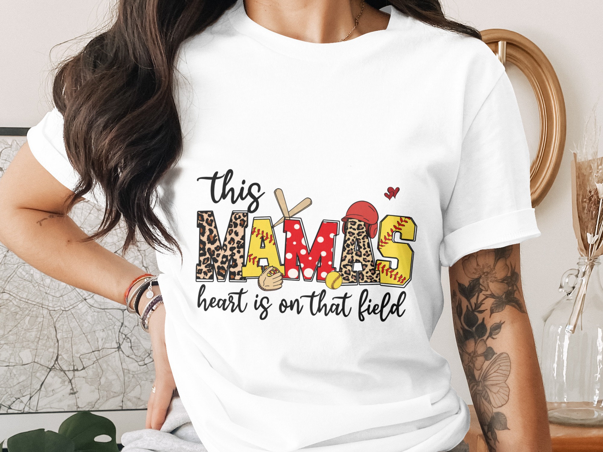 Baseball Mom Shirt, Comfort Colors ®, Softball Mama T-Shirt, Game Day Leopard Print, Polka Dot Mom Gift