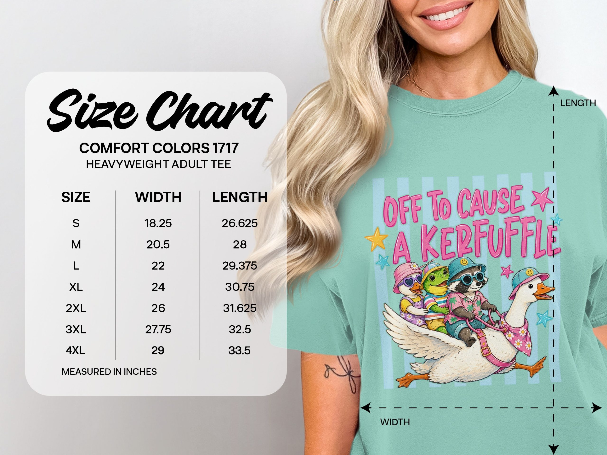 Off To Cause A Kerfuffle T-Shirt, Whimsical Animal Friends Tee, Funny Goose Duck Frog Raccoon Shirt, Playful Summer Adventure Gift - Image 3