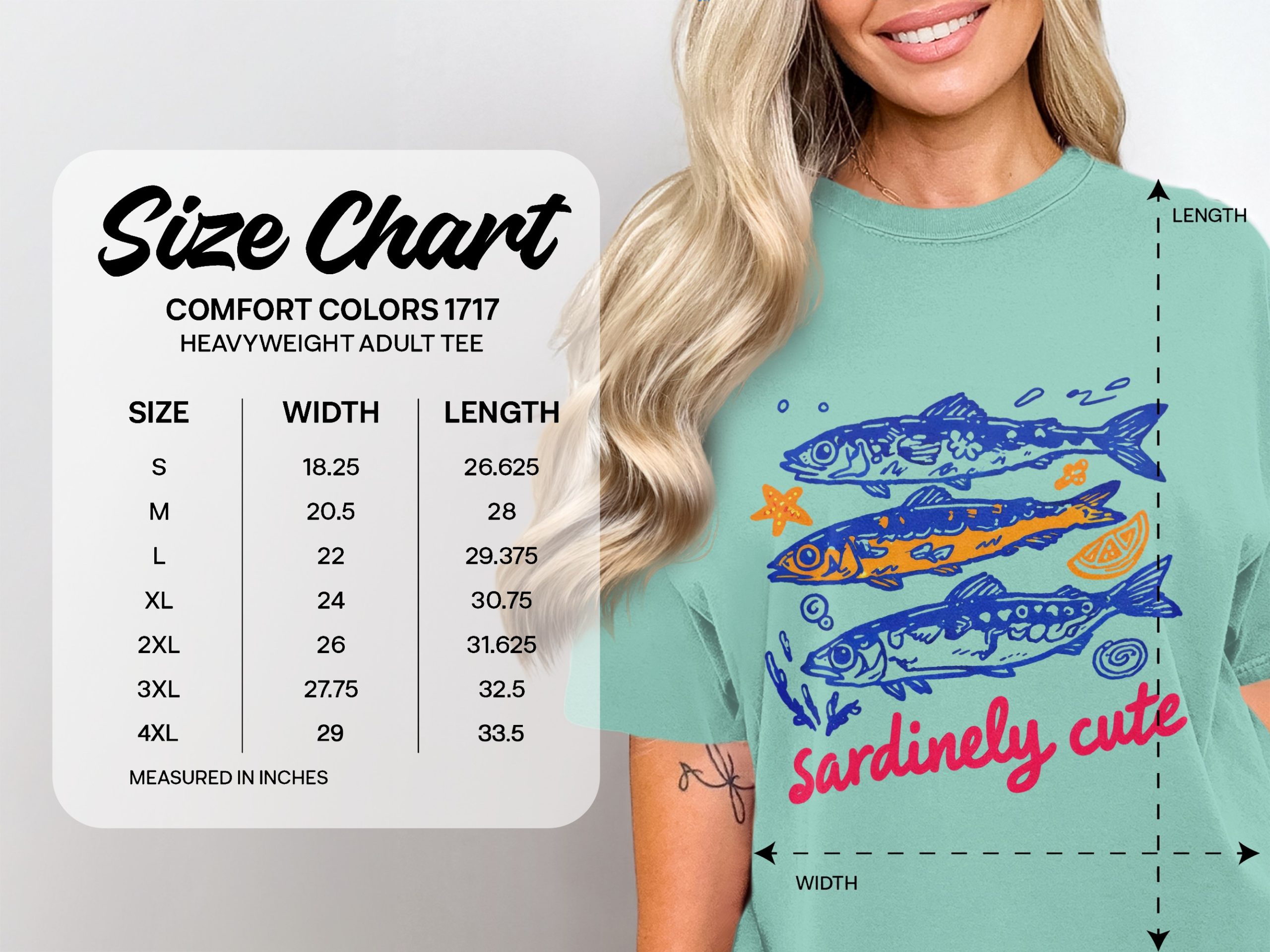 Sardinely Cute T-Shirt, Comfort Colors ® Sardine Lover Tee, Funny Fish Graphic Shirt, Ocean Lover Gift, Coastal Aesthetic Top - Image 4