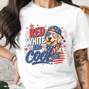 Patriotic Dog Shirt, Red White and Cool Comfort Colors ® T-shirt, 4th of July Golden Retriever Tee, American Flag Dog Lover Gift