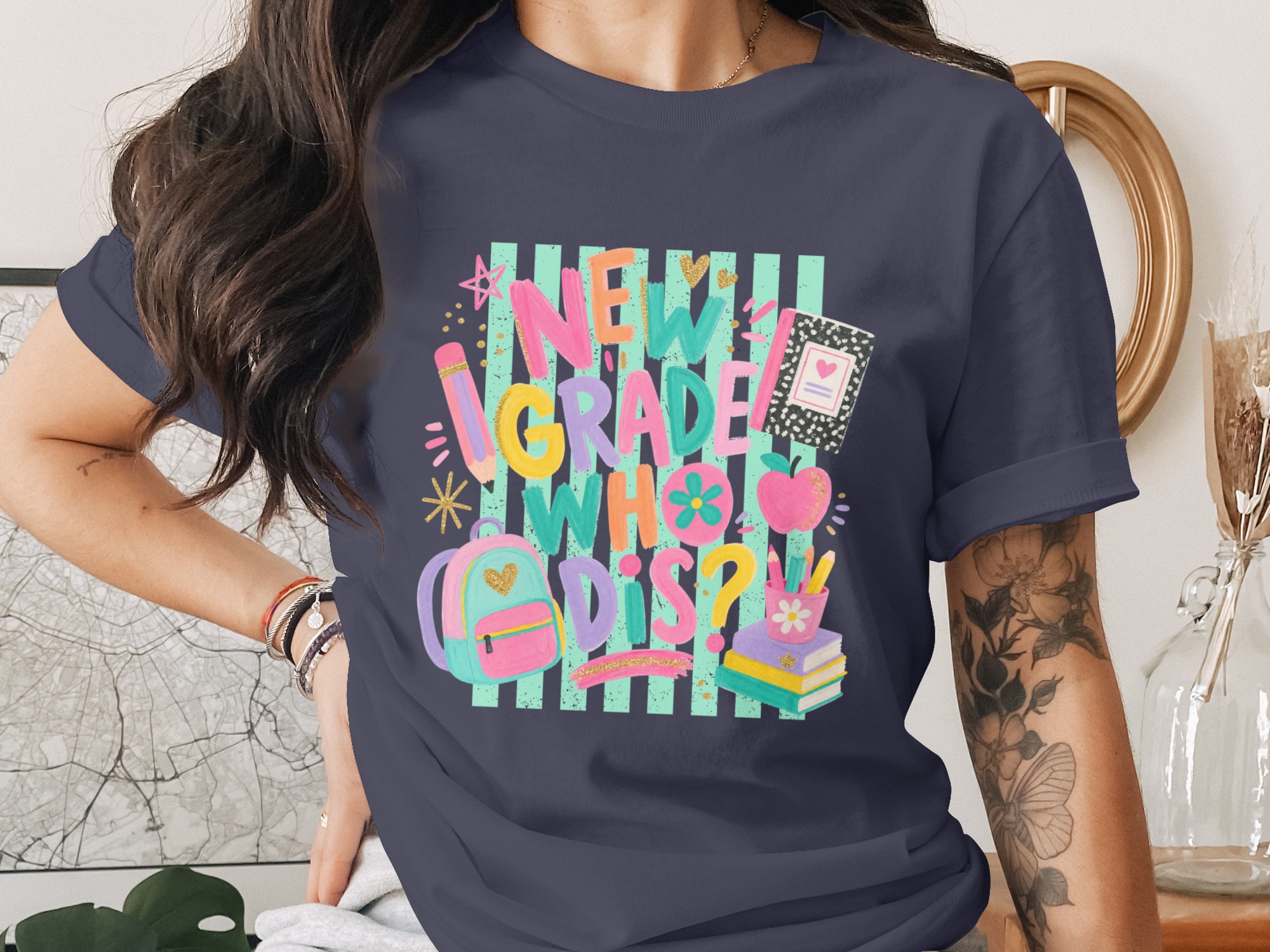 New Grade Who Dis? Back to School Teacher Shirt, Funny Student Life Tee, Colorful First Day of School Apparel, Cute Gift T-Shirt - Image 12