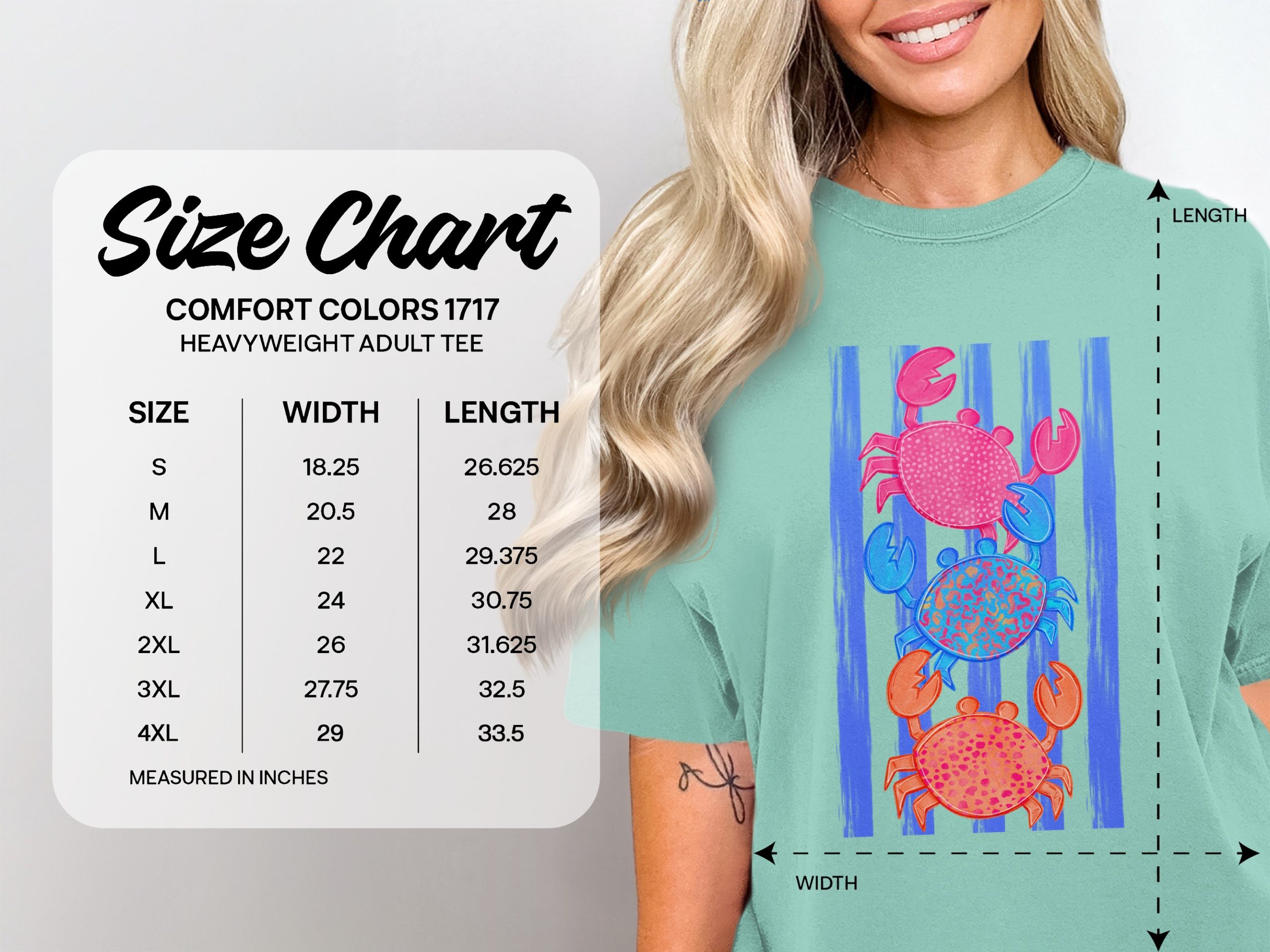 Colorful Crab T-Shirt, Stacked Crabs Beach Lover Tee, Vibrant Coastal Striped Summer Shirt, Ocean Life Gift for Her - Image 5