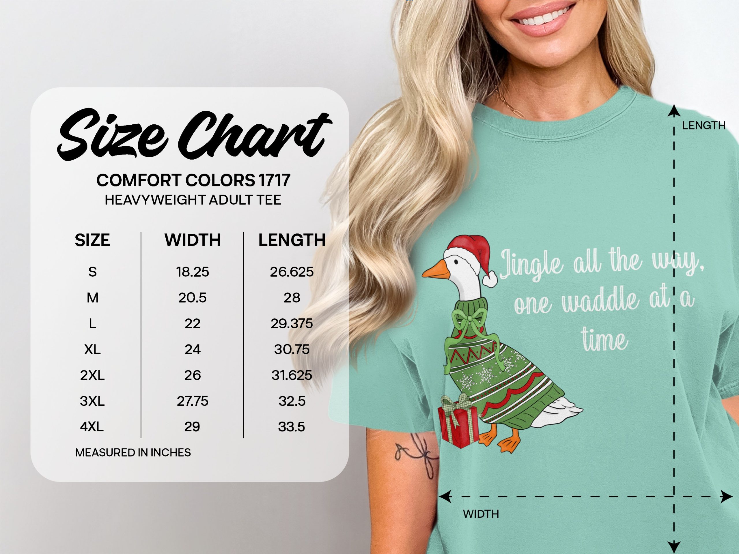 Funny Christmas Goose T-Shirt | Ugly Sweater Holiday Animal Tee | Jingle All The Way One Waddle At A Time Festive Top | Cute Winter Gift - Image 7