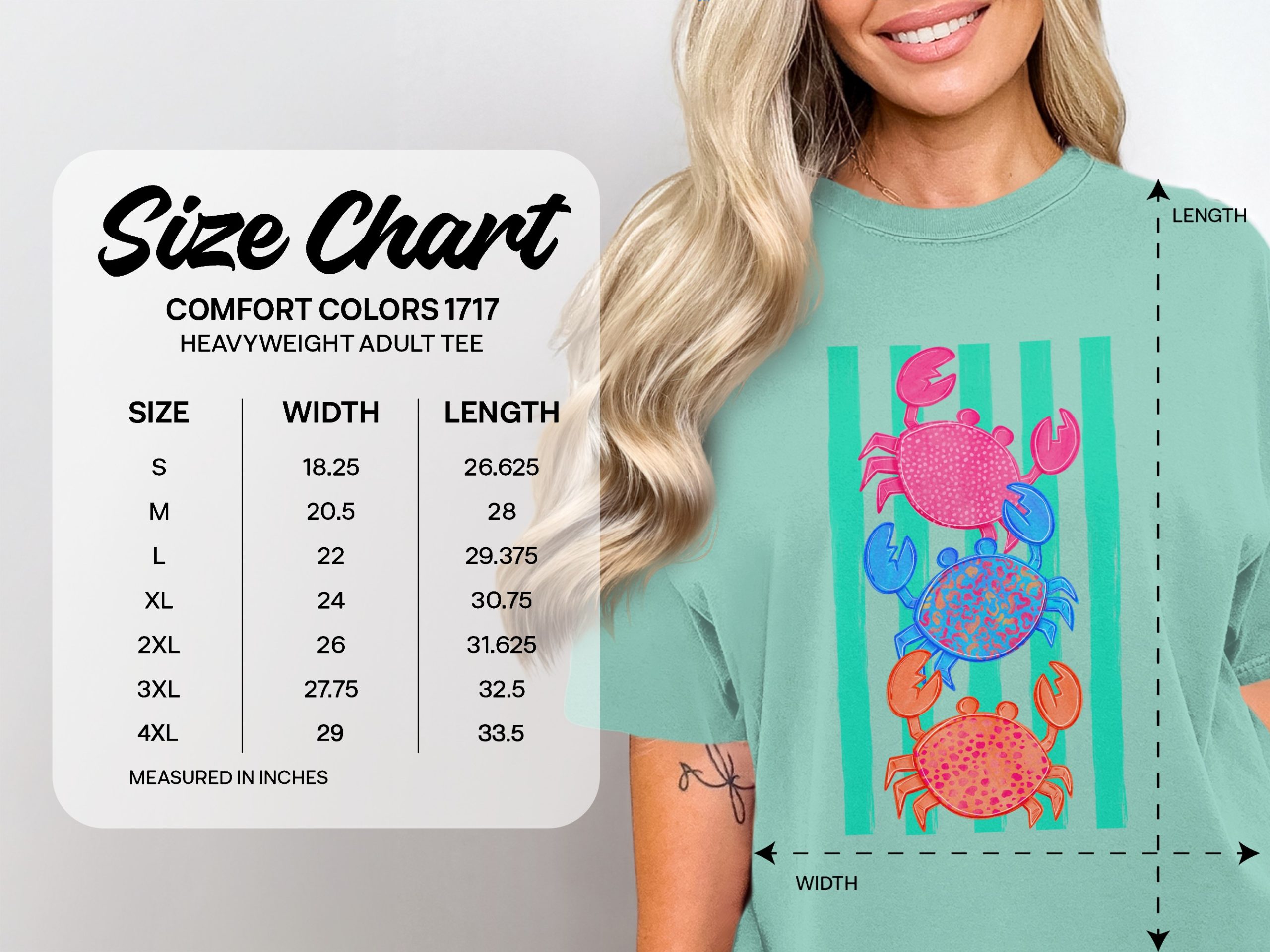 Vibrant Stacked Crabs T-Shirt, Colorful Beach Tee, Ocean Lover Summer Vacation Shirt, Nautical Coastal Gift for Her - Image 5