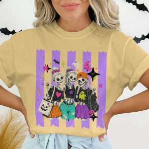 Y2K Skeleton Crew T-Shirt, Best Friend Halloween Graphic Tee, Spooky Cute Squad Shirt, Retro Trendy Skull Group Aesthetic Top