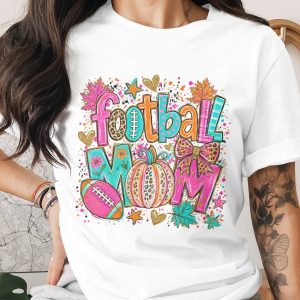 Comfort Colors ® Football Mom Shirt, Trendy Leopard Print Game Day Tee, Autumn Football Season Gift for Her, Cute Pumpkin Fall Mom T-Shirt