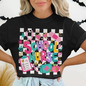School Nurse T-Shirt Cute Appreciation Gift Colorful Nurse Squad Tee Back To School Nurse Shirt