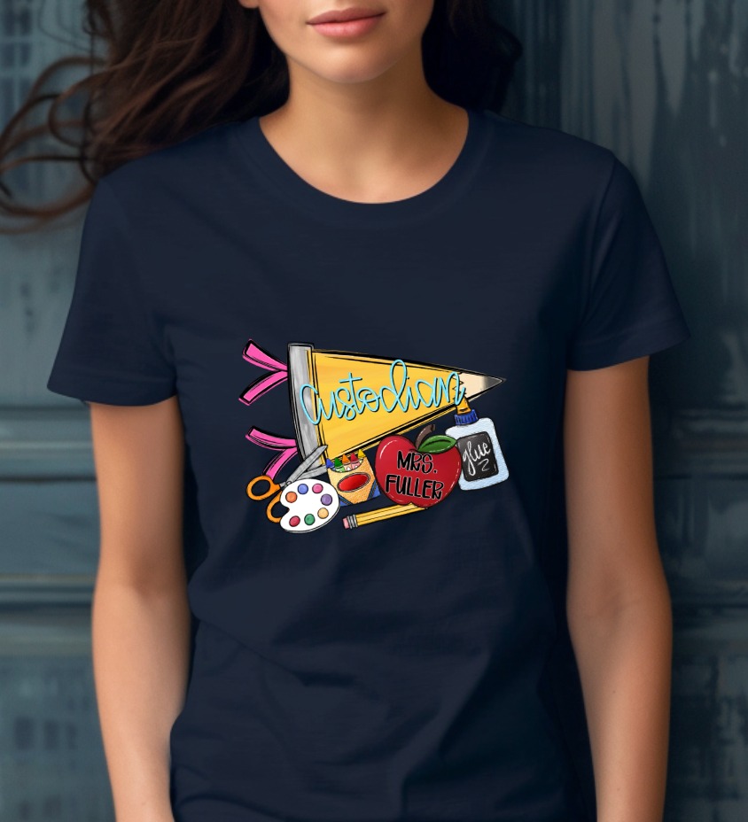 Personalized Custodian T-Shirt for School Staff | Janitor Appreciation Gift | Back to School Team Tee | Custom School Uniform Shirt - Image 5