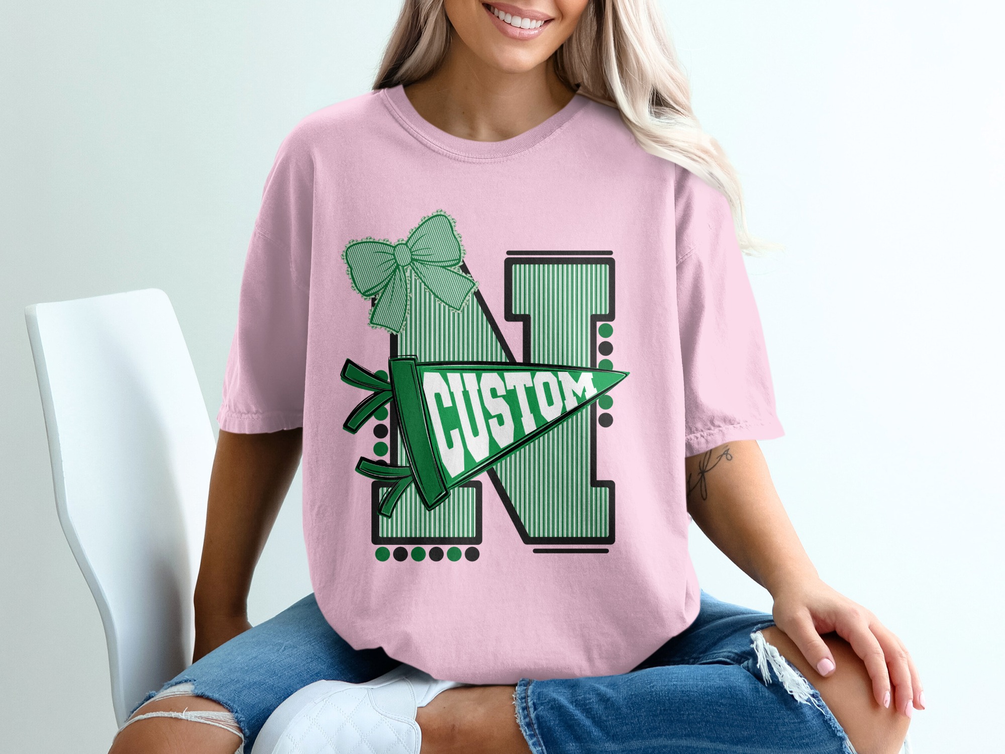 Custom Initial Varsity Letter T-Shirt, Personalized School Spirit Tee, College Game Day Outfit, Custom Mascot Name, Graduation Gift - Image 17