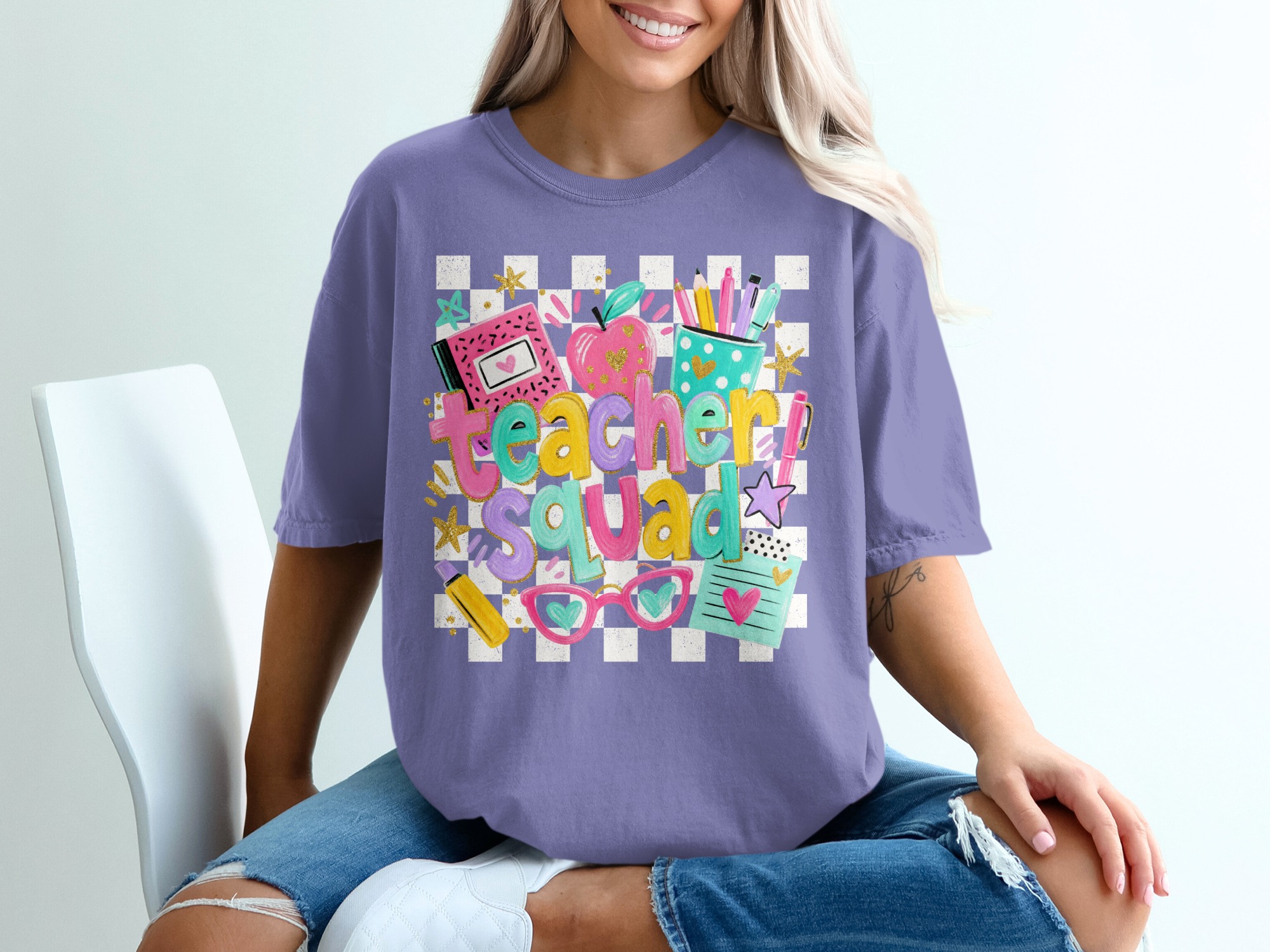 Teacher Squad T-Shirt, Cute Back to School Educator Appreciation Gift, Colorful School Staff Team Tee, Fun End of Year Present for Women - Image 5