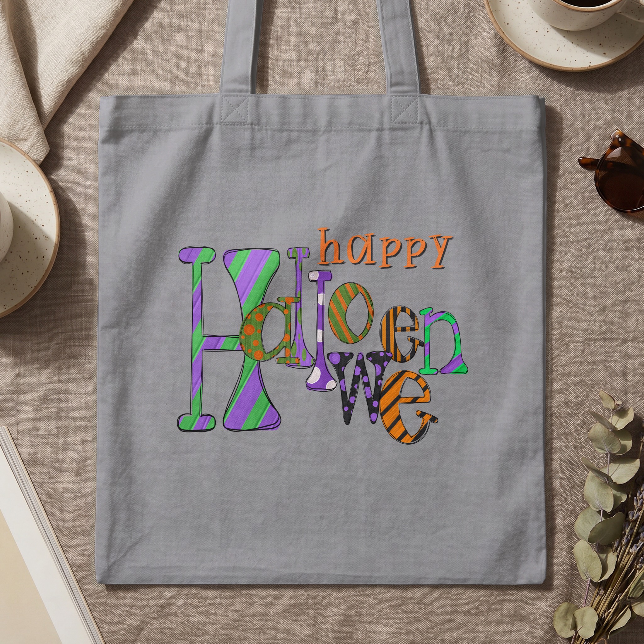 Happy Halloween Tote Bag, Spooky Season Gift, Trick or Treat Canvas Bag, Fall Aesthetic Witchy Tote, October Fun - Image 3