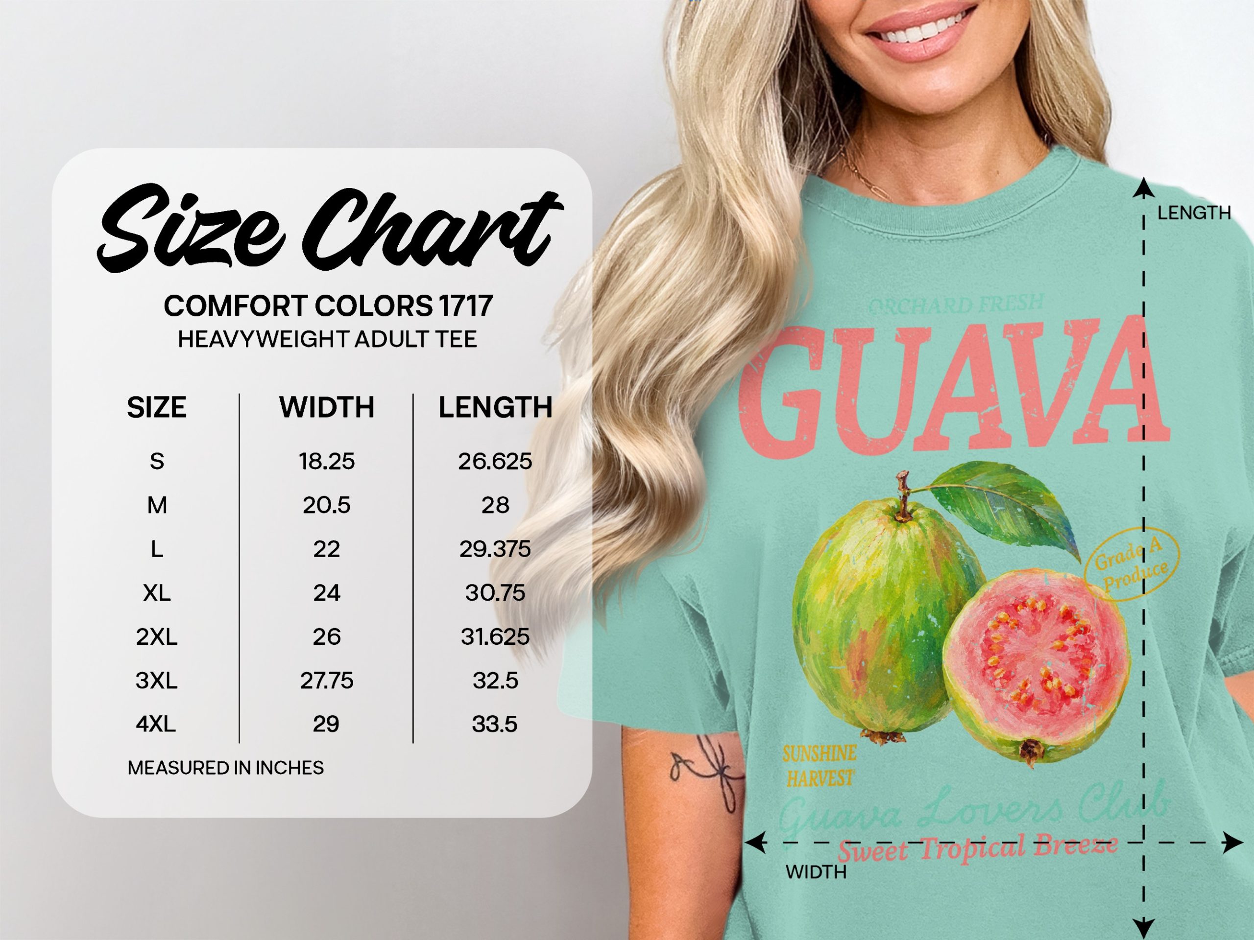 Orchard Fresh Guava Lovers Club T-Shirt | Vintage Fruit Produce Label Tee | Sweet Tropical Breeze Foodie Shirt - Image 3
