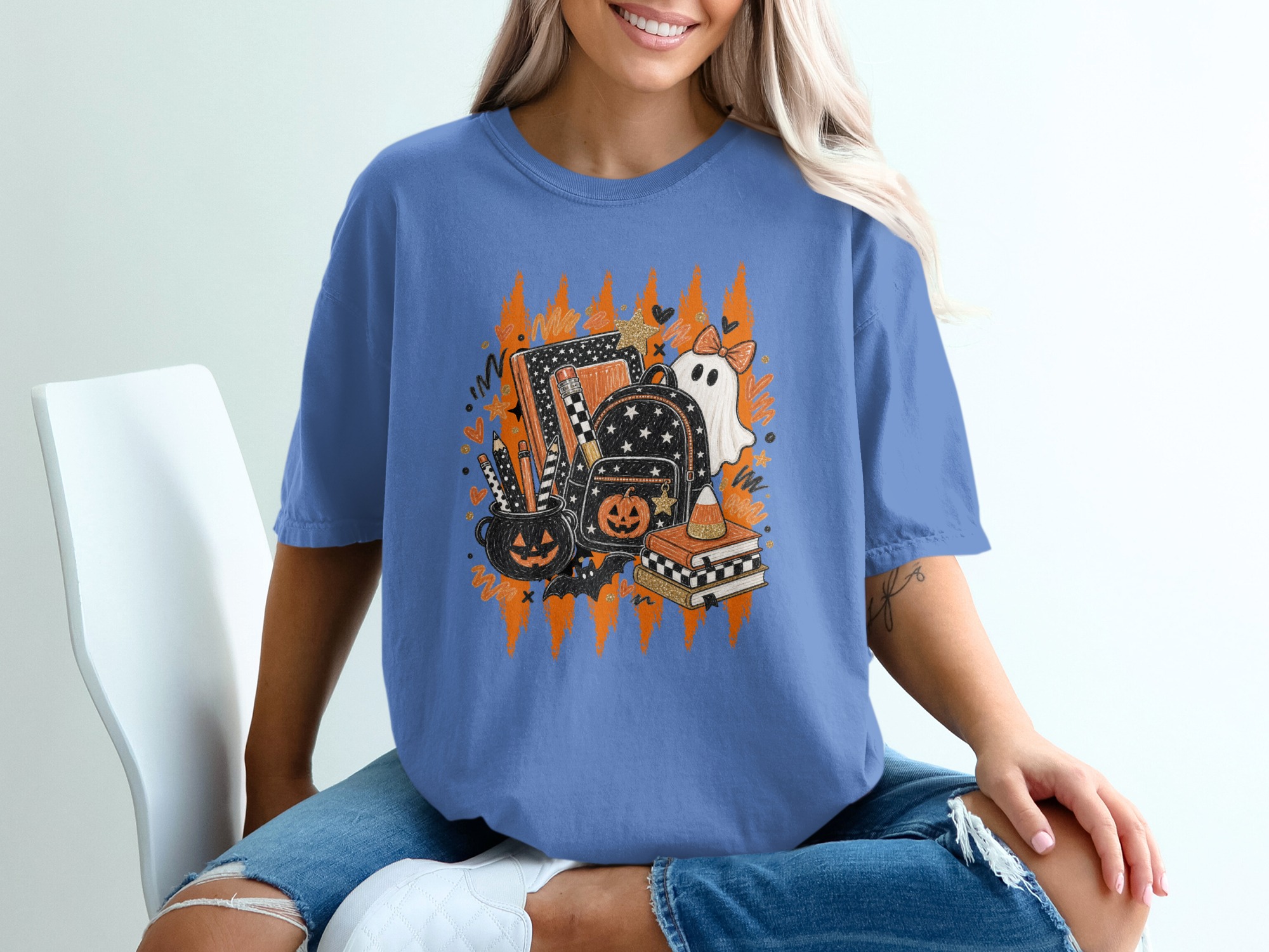 Spooky Cute Teacher Halloween T-Shirt, Back To School Ghost Pumpkin Tee, Fall Educator Shirt Gift, Funny Autumn Outfit for Her - Image 9