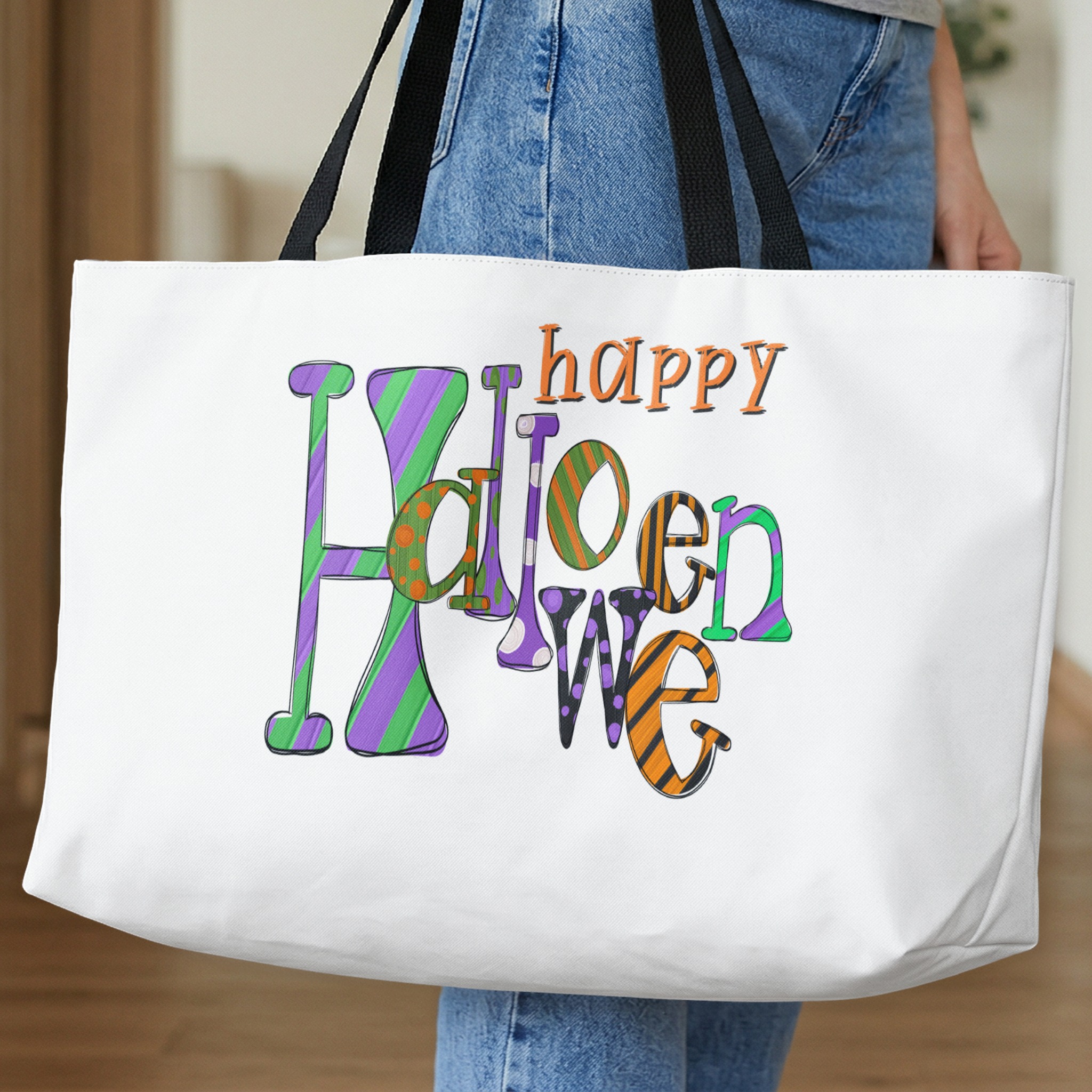 Happy Halloween Tote Bag, Spooky Season Gift, Trick or Treat Canvas Bag, Fall Aesthetic Witchy Tote, October Fun - Image 10