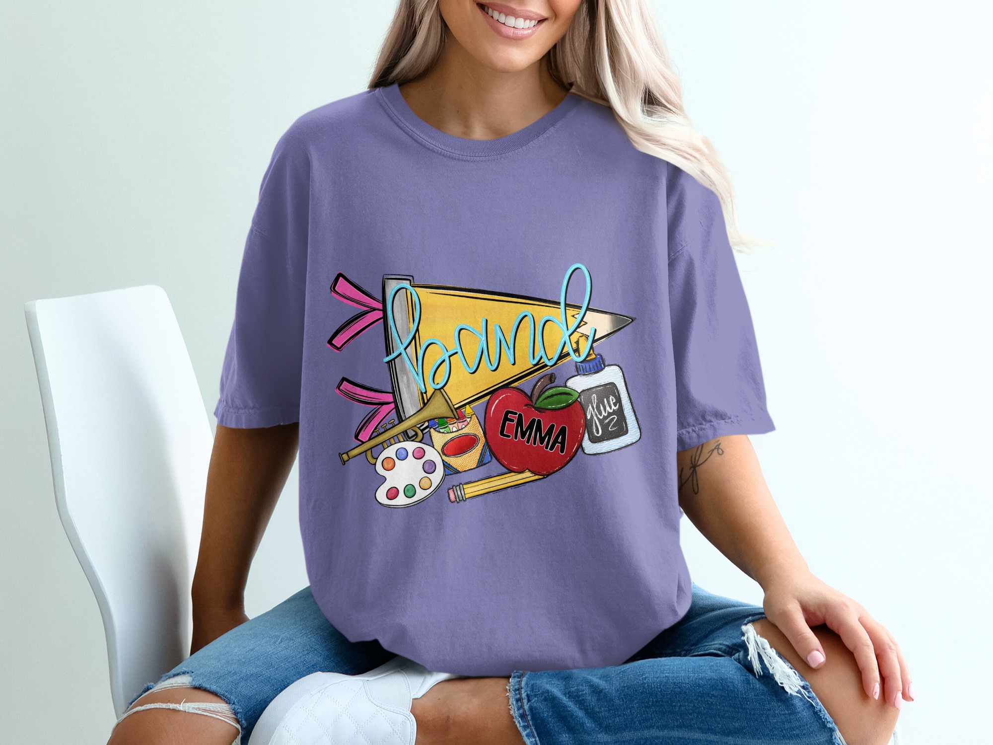 Personalized Teacher Back to School T-Shirt, Custom Apple Name Teacher TShirt, Elementary School Spirit Gift, Art Music Teacher Appreciation - Image 13