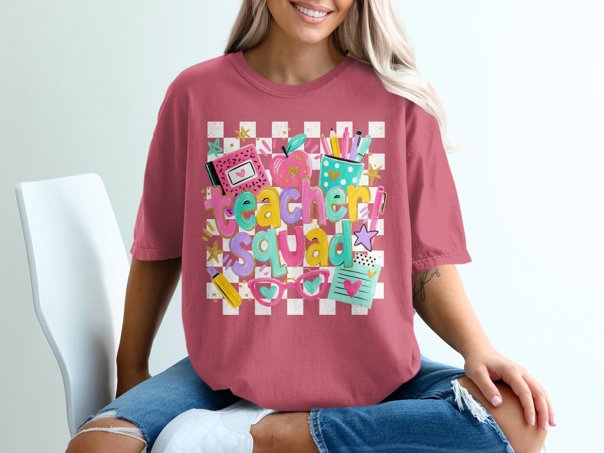 Teacher Squad T-Shirt, Cute Back to School Educator Appreciation Gift, Colorful School Staff Team Tee, Fun End of Year Present for Women - Image 6